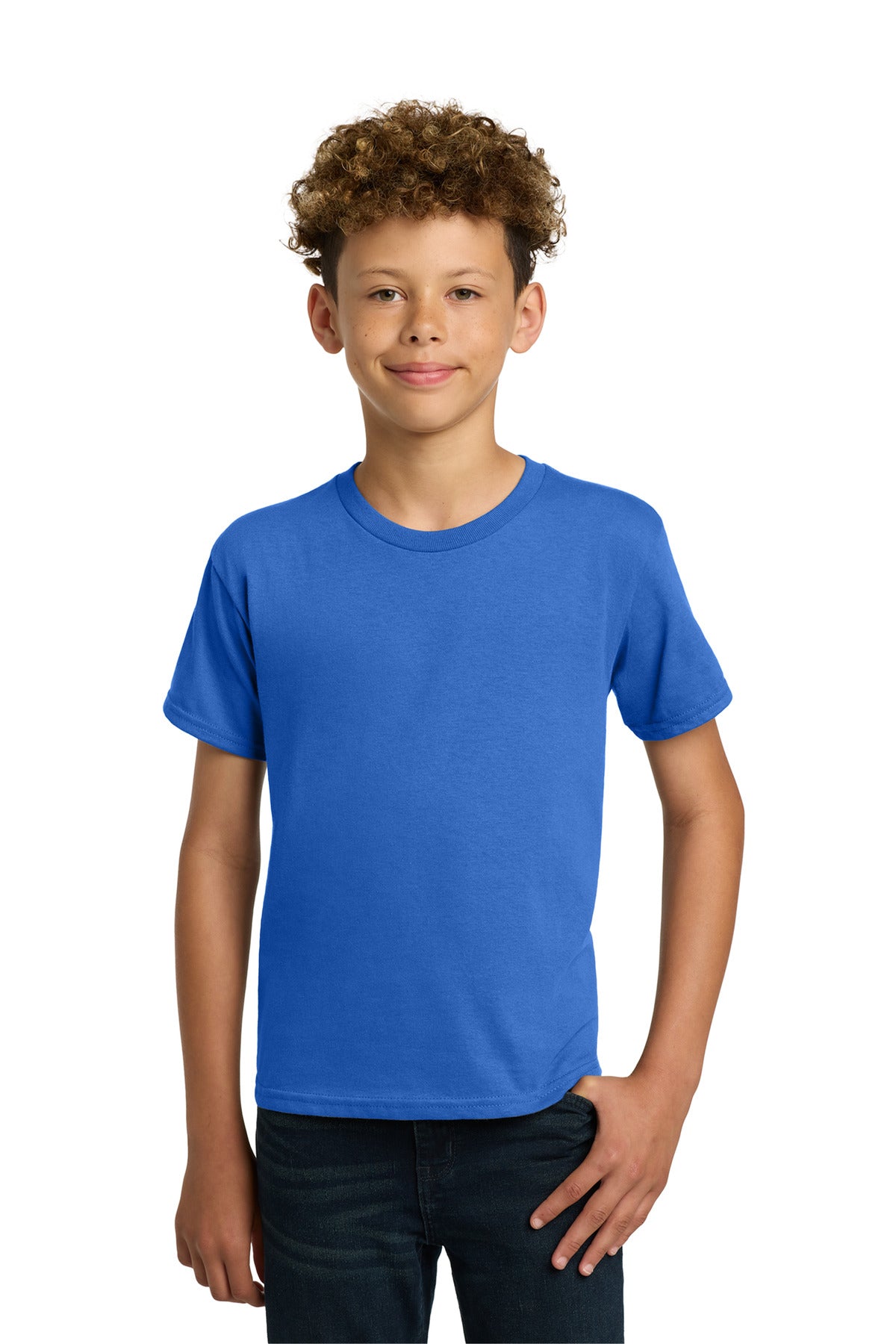 Custom logo Gildan® - Youth  Heavy Cotton™ 100% Cotton T-Shirt.  5000B in Neon Blue