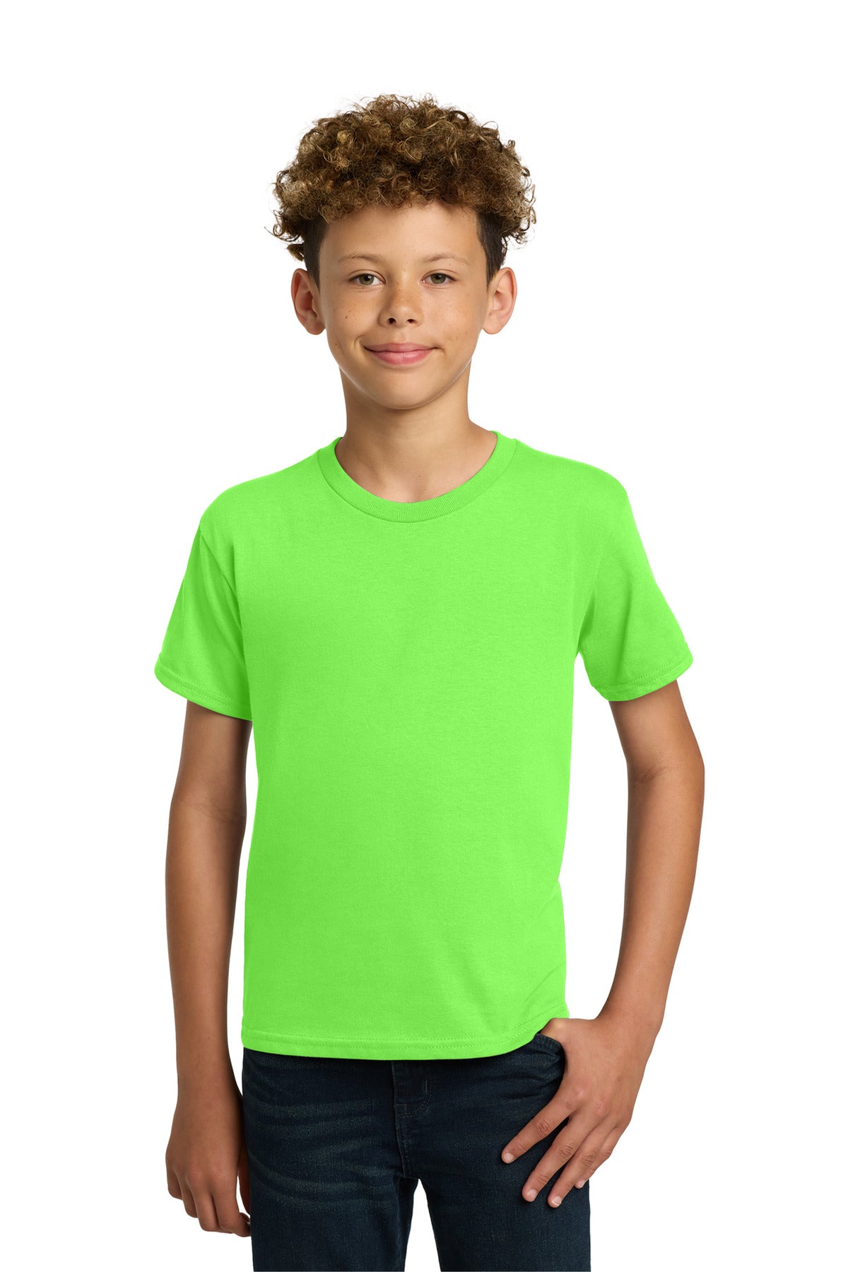 Custom logo Gildan® - Youth  Heavy Cotton™ 100% Cotton T-Shirt.  5000B in Neon Green