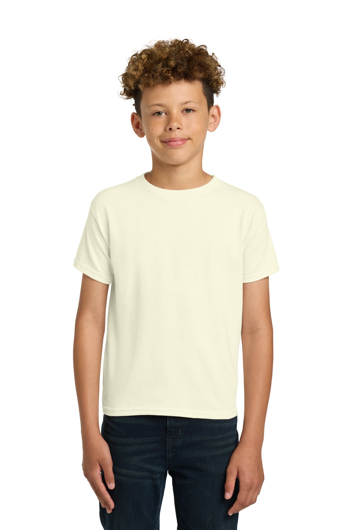 Custom logo Gildan® - Youth  Heavy Cotton™ 100% Cotton T-Shirt.  5000B in Off White