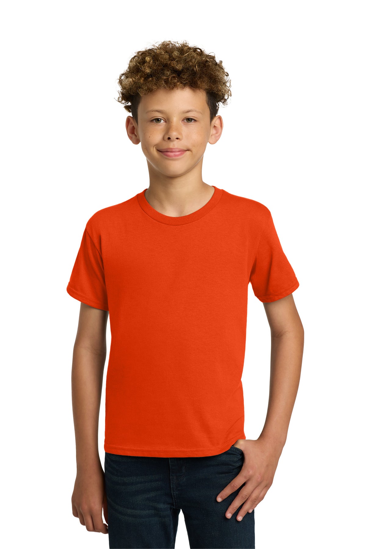 Custom logo Gildan® - Youth  Heavy Cotton™ 100% Cotton T-Shirt.  5000B in Orange