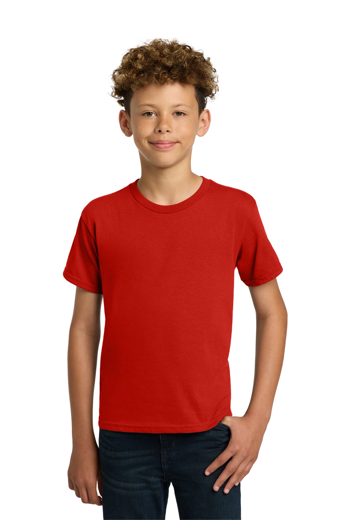 Custom logo Gildan® - Youth  Heavy Cotton™ 100% Cotton T-Shirt.  5000B in Red