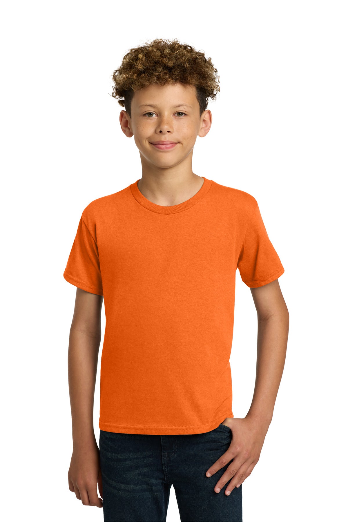 Custom logo Gildan® - Youth  Heavy Cotton™ 100% Cotton T-Shirt.  5000B in S. Orange