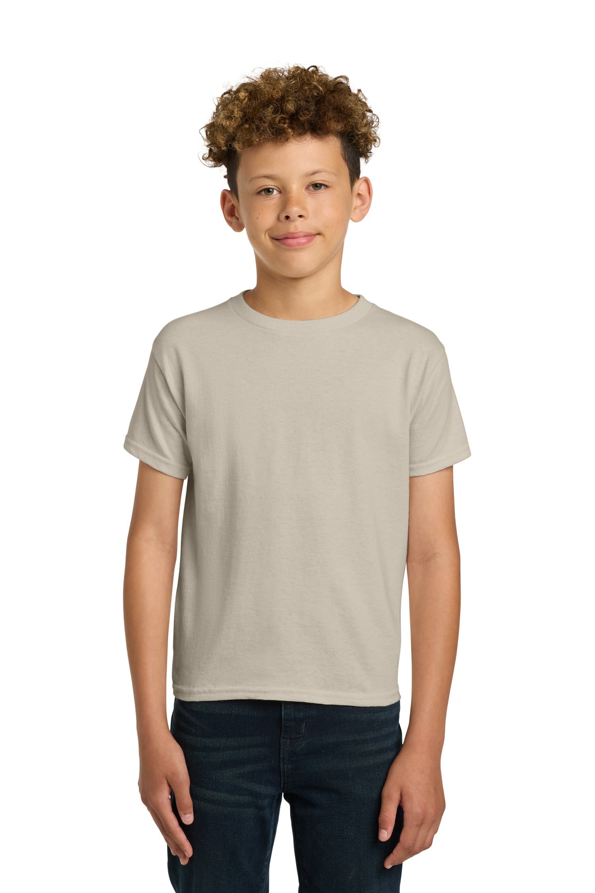 Custom logo Gildan® - Youth  Heavy Cotton™ 100% Cotton T-Shirt.  5000B in Sand