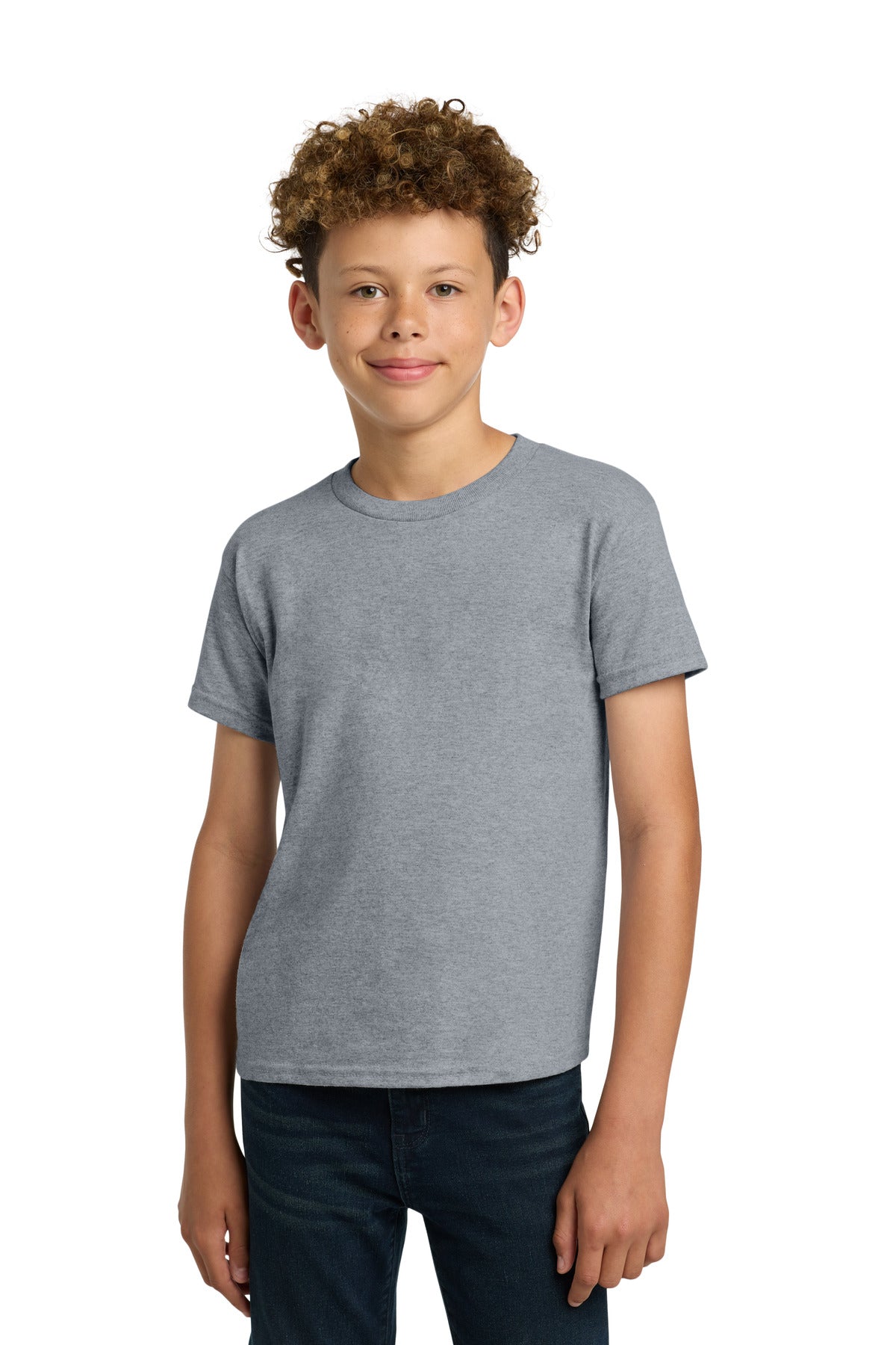 Custom logo Gildan® - Youth  Heavy Cotton™ 100% Cotton T-Shirt.  5000B in Sport Grey