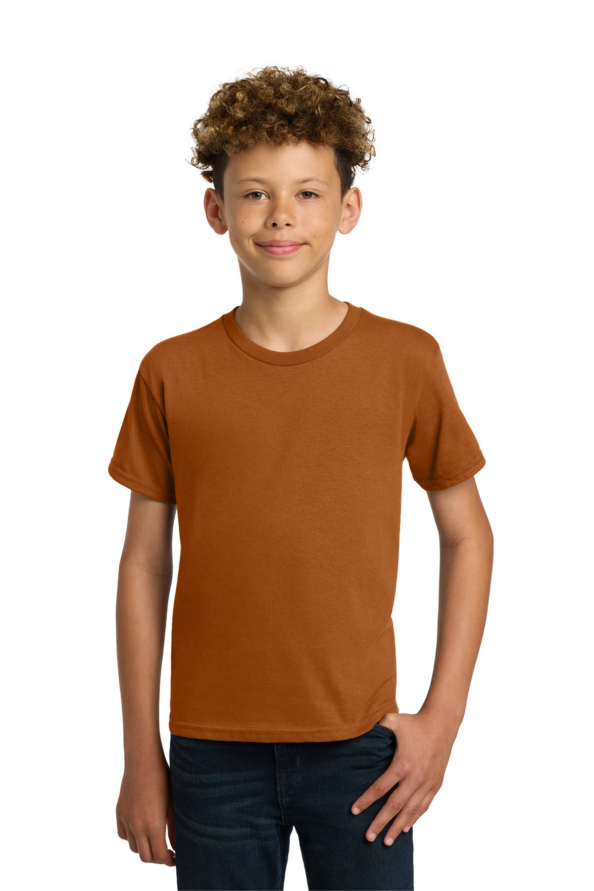 Custom logo Gildan® - Youth  Heavy Cotton™ 100% Cotton T-Shirt.  5000B in Texas Orange