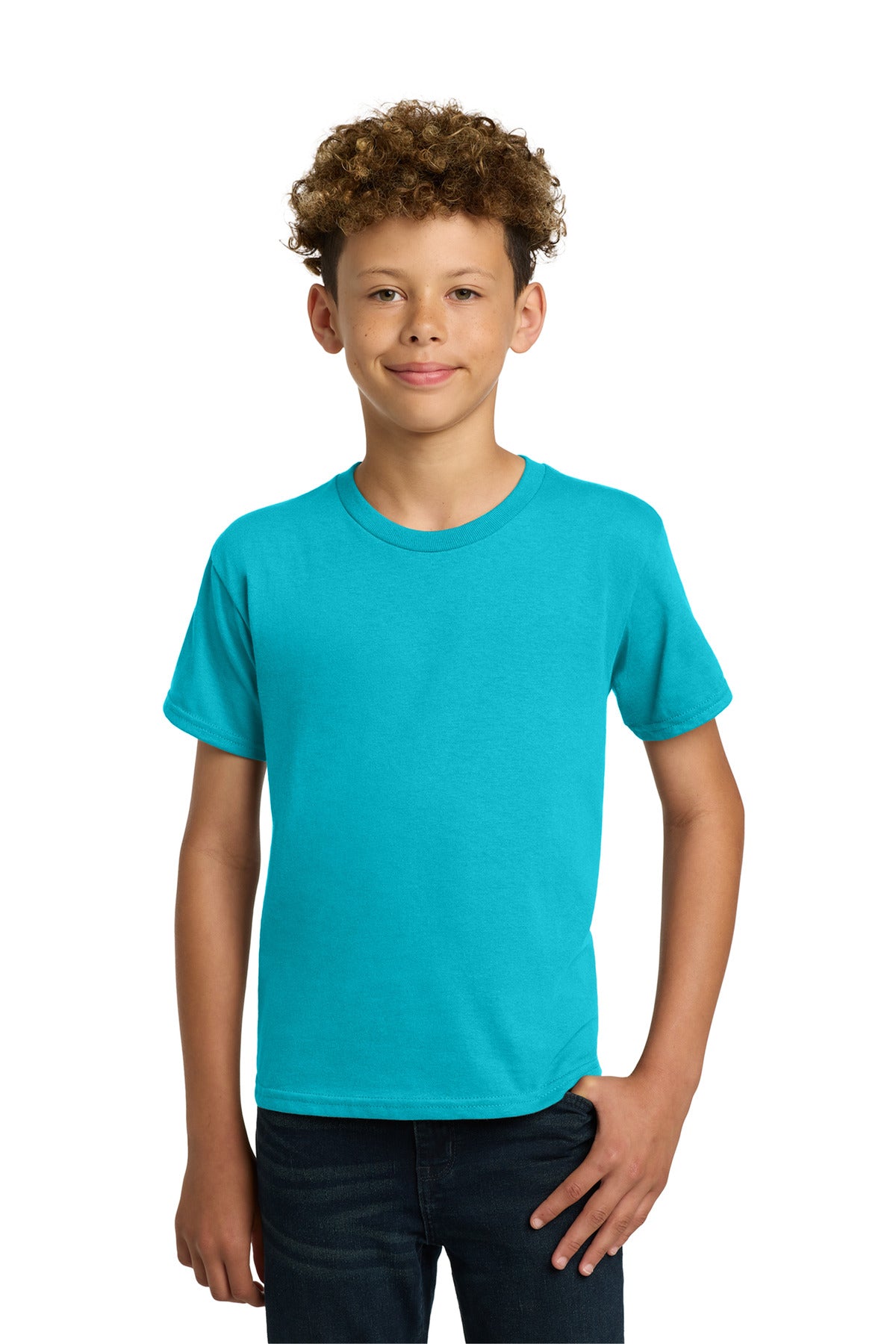 Custom logo Gildan® - Youth  Heavy Cotton™ 100% Cotton T-Shirt.  5000B in Tropical Blue
