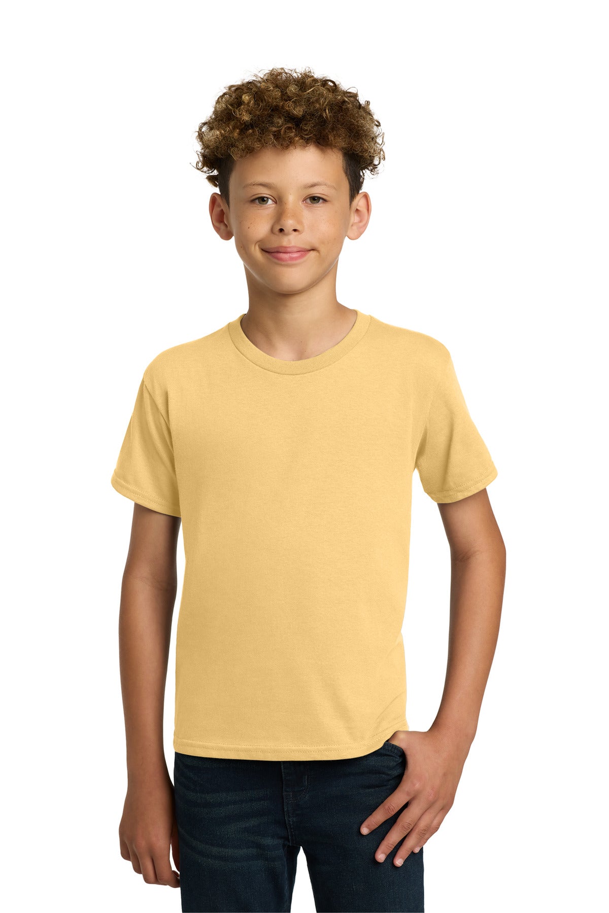 Custom logo Gildan® - Youth  Heavy Cotton™ 100% Cotton T-Shirt.  5000B in Yellow Haze