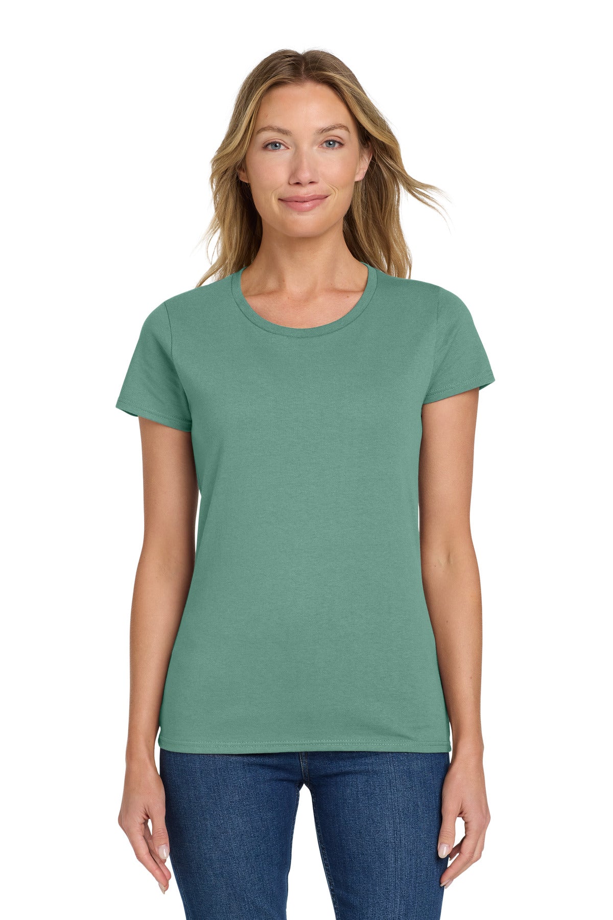 Custom logo Gildan® Women's Heavy Cotton™ 100% Cotton T-Shirt. 5000L in Aquatic