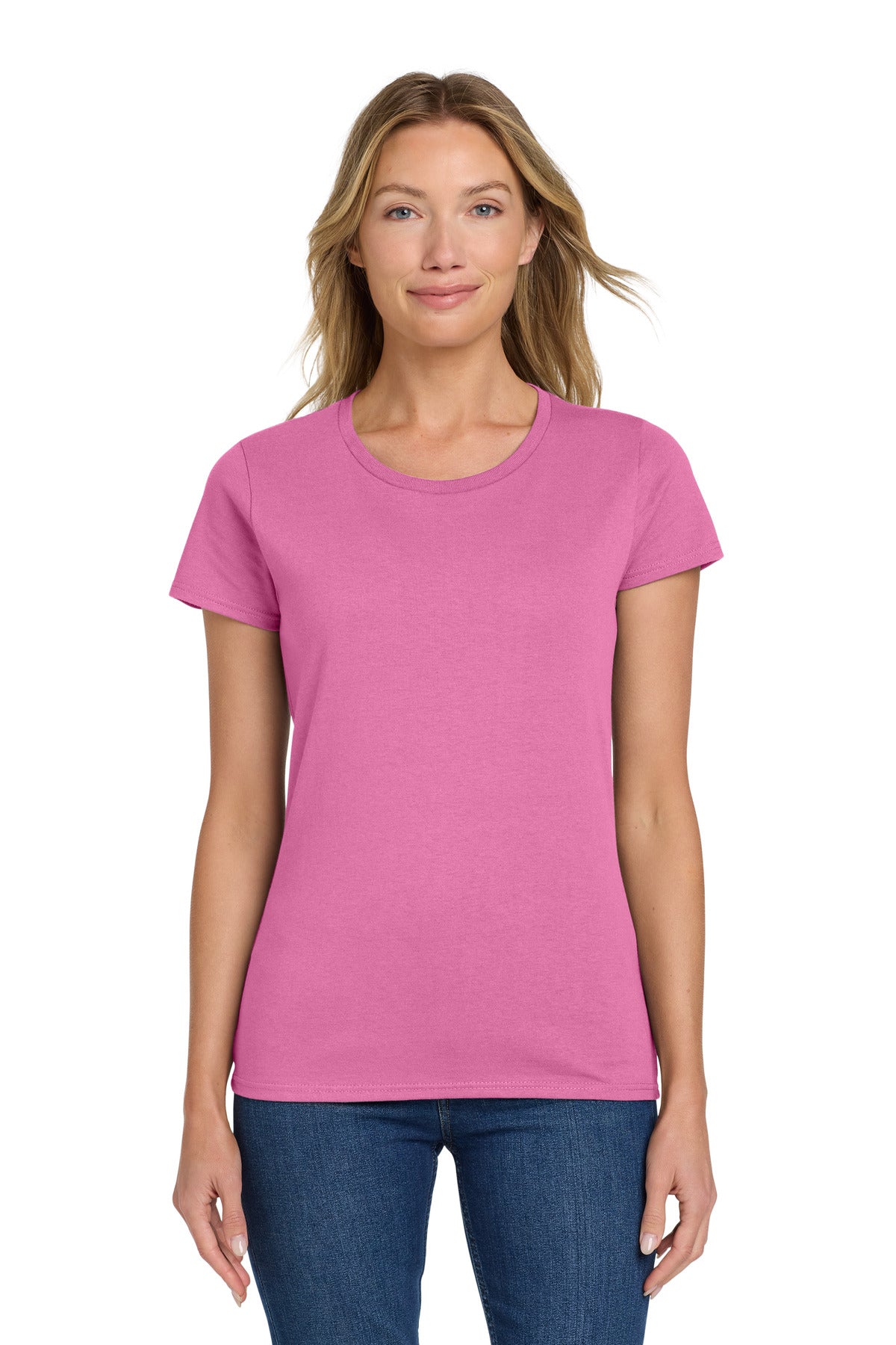 Custom logo Gildan® Women's Heavy Cotton™ 100% Cotton T-Shirt. 5000L in Azalea