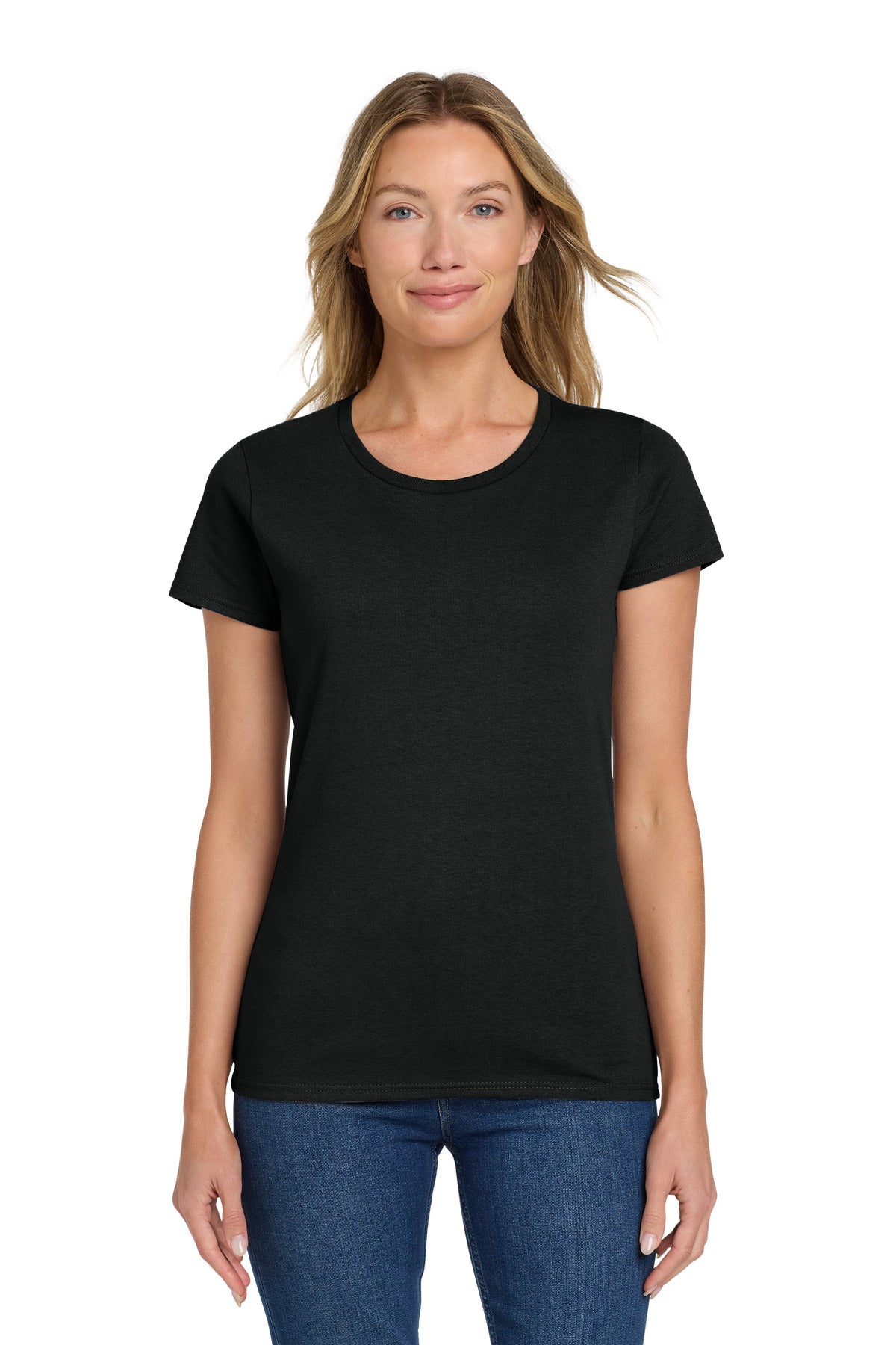 Custom logo Gildan® Women's Heavy Cotton™ 100% Cotton T-Shirt. 5000L in Black