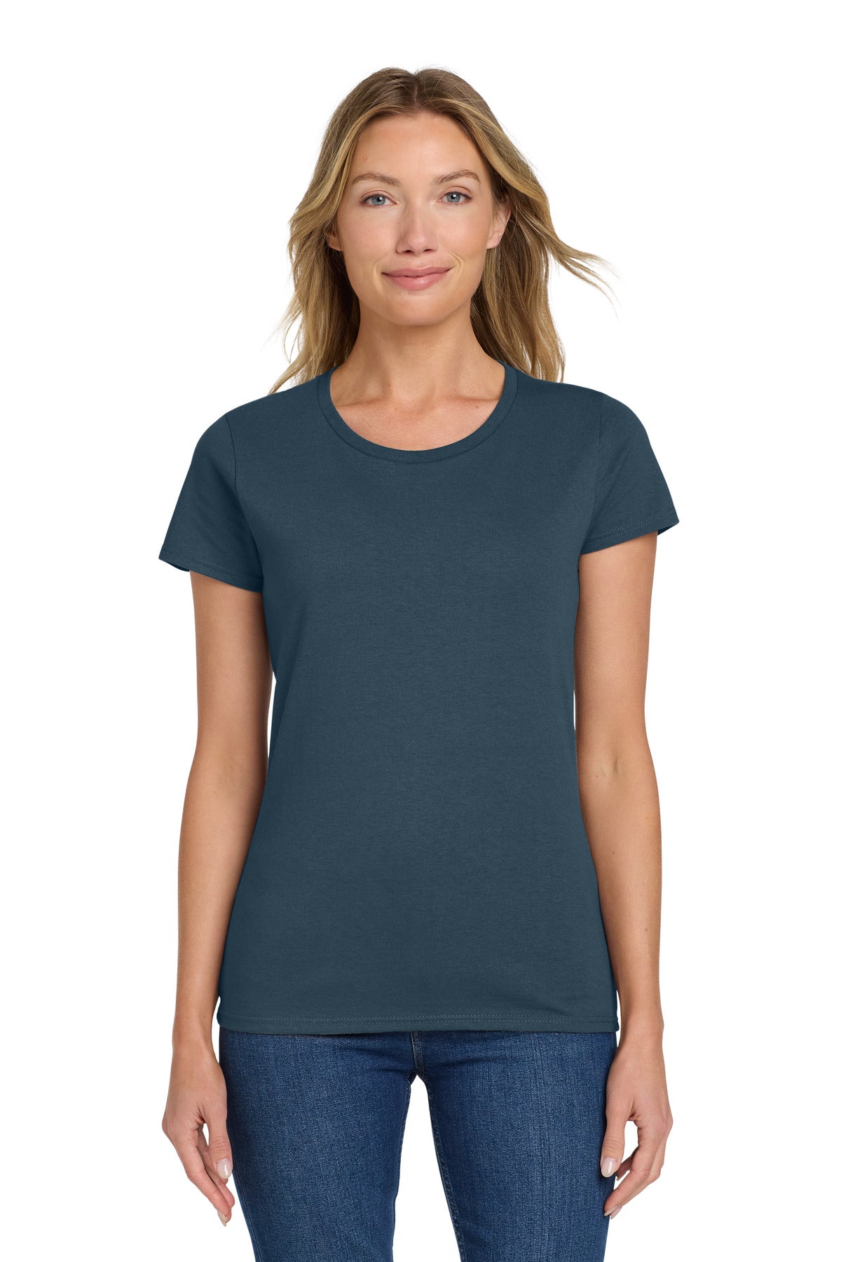 Custom logo Gildan® Women's Heavy Cotton™ 100% Cotton T-Shirt. 5000L in Blue Dusk