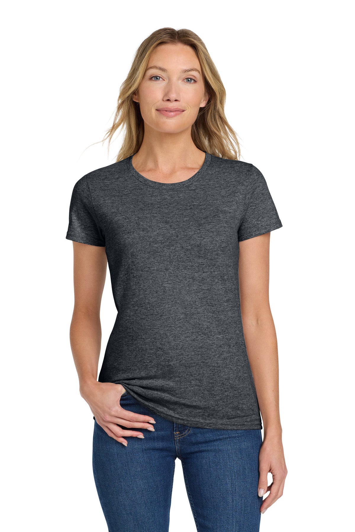 Custom logo Gildan® Women's Heavy Cotton™ 100% Cotton T-Shirt. 5000L in Dark Heather