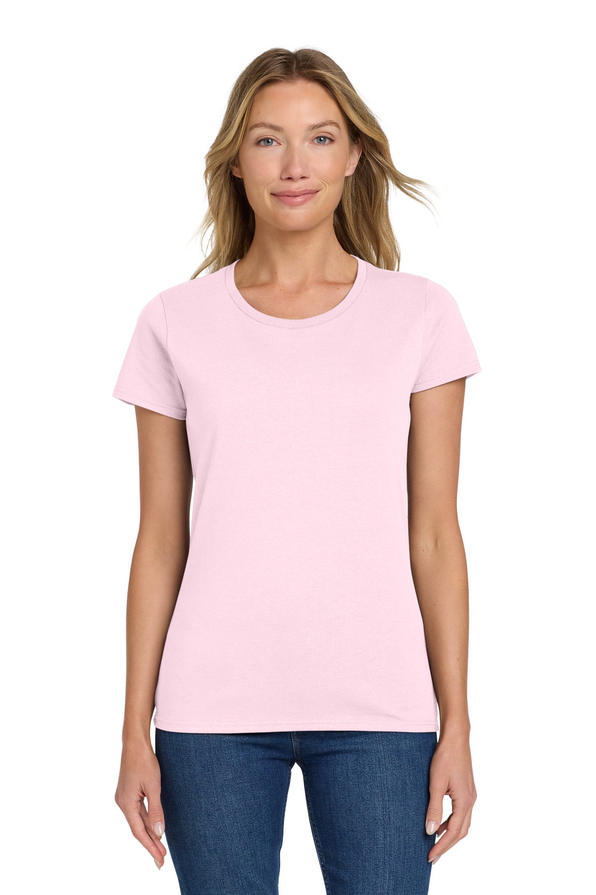 Custom logo Gildan® Women's Heavy Cotton™ 100% Cotton T-Shirt. 5000L in Light Pink