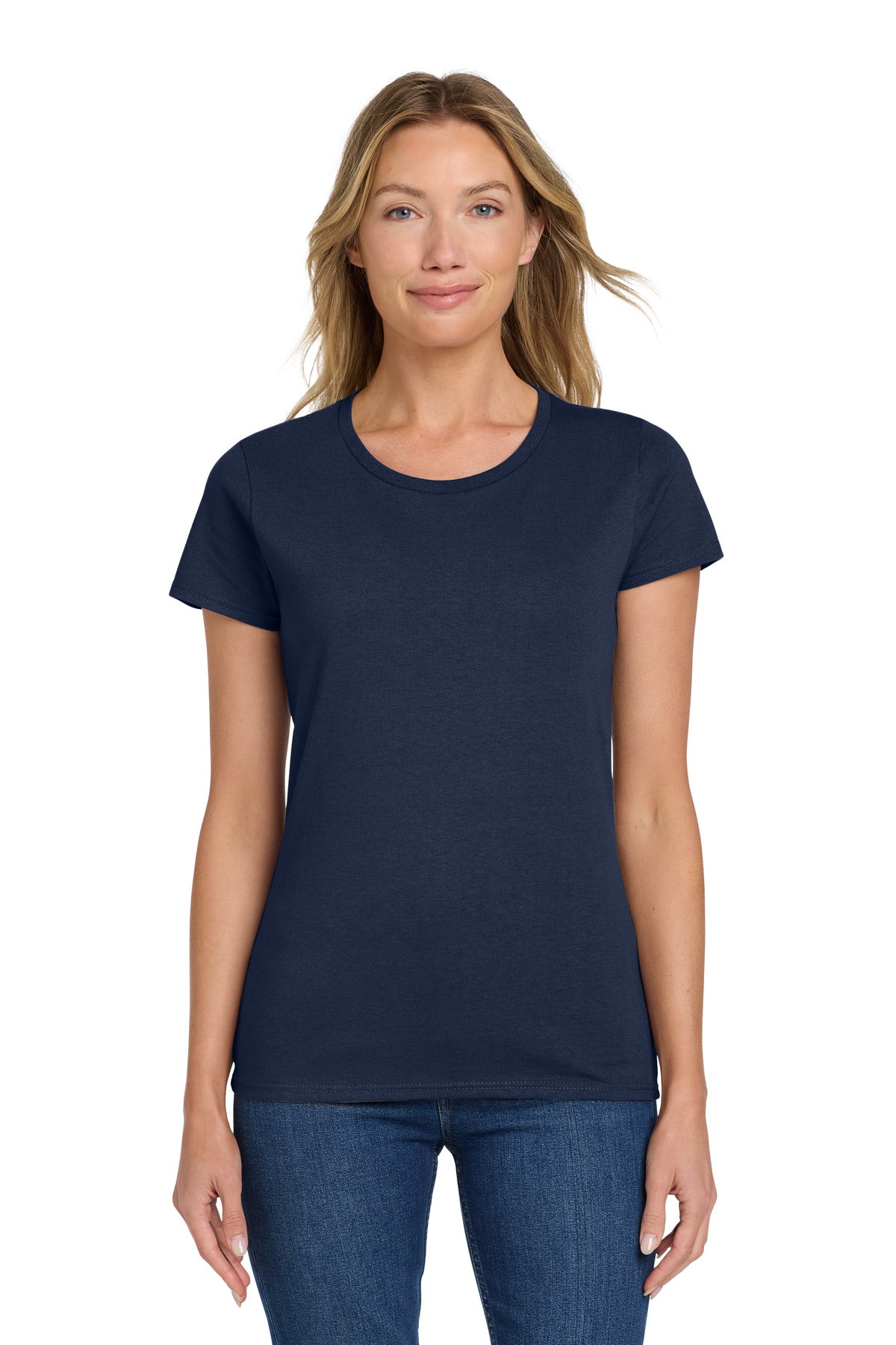 Custom logo Gildan® Women's Heavy Cotton™ 100% Cotton T-Shirt. 5000L in Navy