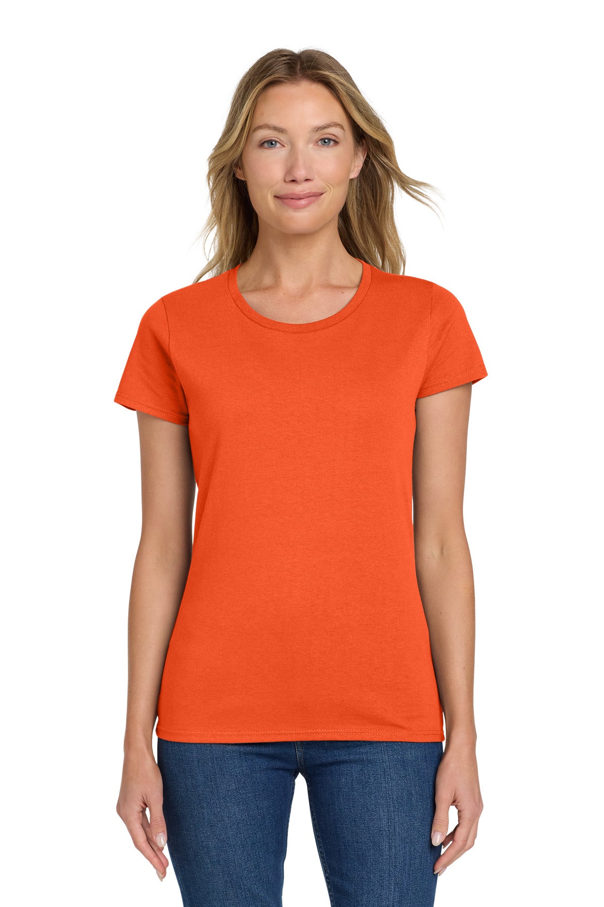 Custom logo Gildan® Women's Heavy Cotton™ 100% Cotton T-Shirt. 5000L in Orange