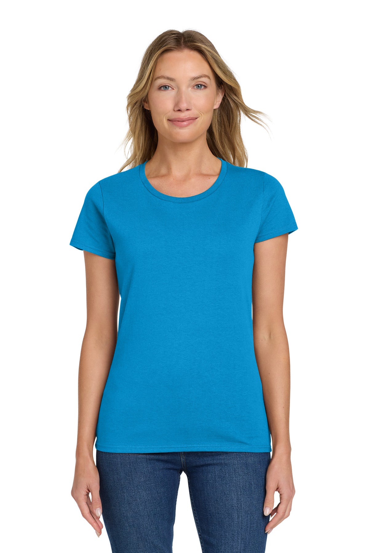 Custom logo Gildan® Women's Heavy Cotton™ 100% Cotton T-Shirt. 5000L in Sapphire
