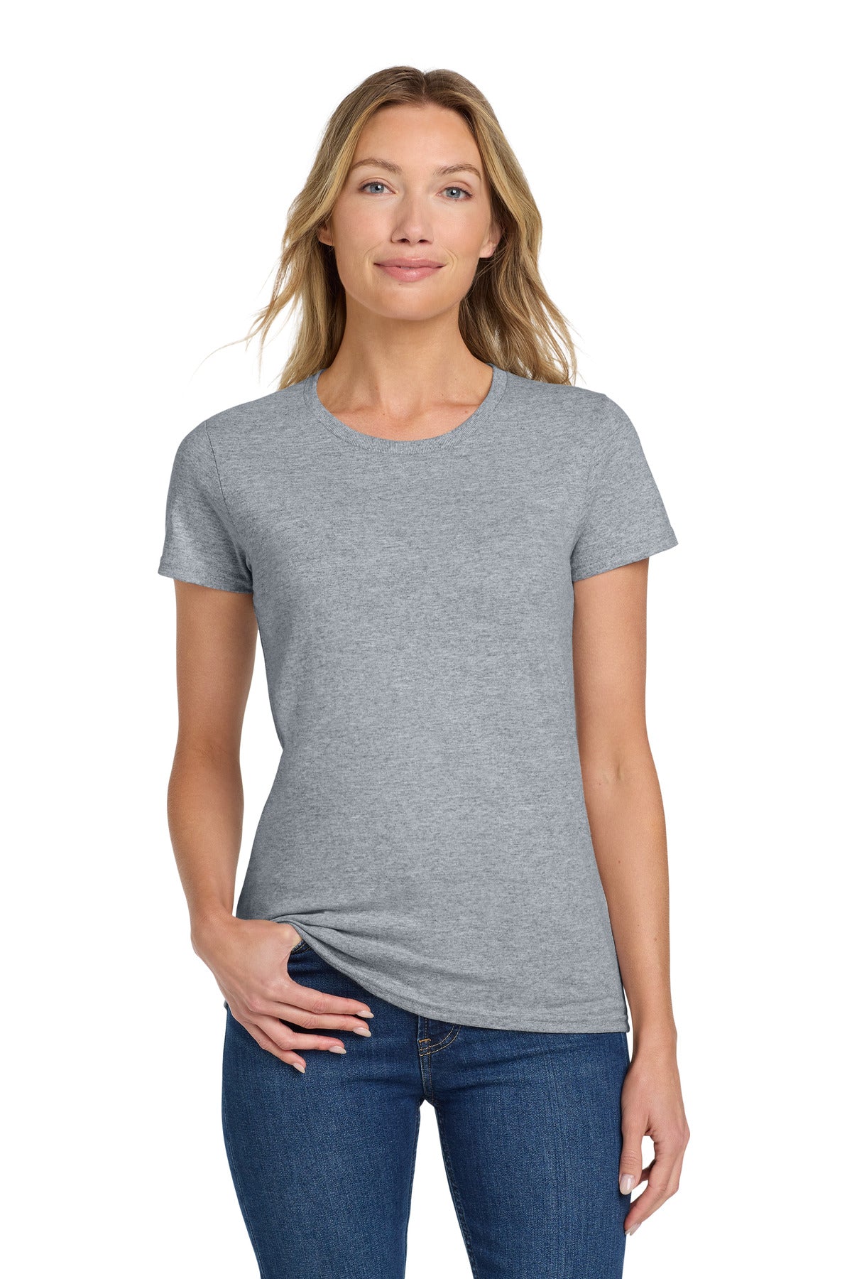 Custom logo Gildan® Women's Heavy Cotton™ 100% Cotton T-Shirt. 5000L in Sport Grey
