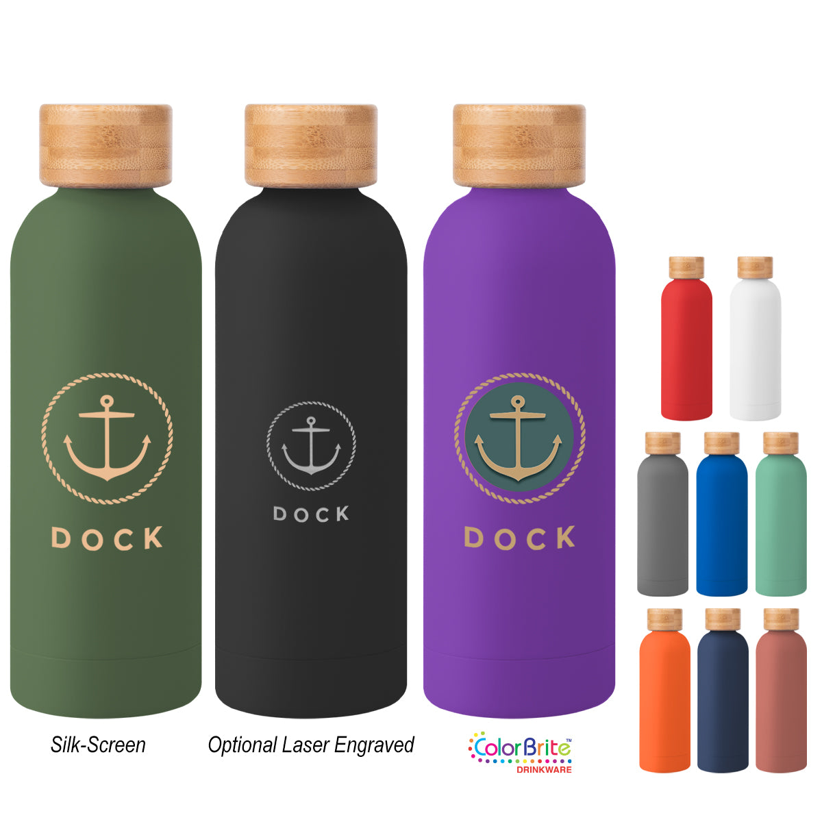 Custom logo 17 Oz. Blair Recycled Stainless Steel Bottle With Bamboo Lid