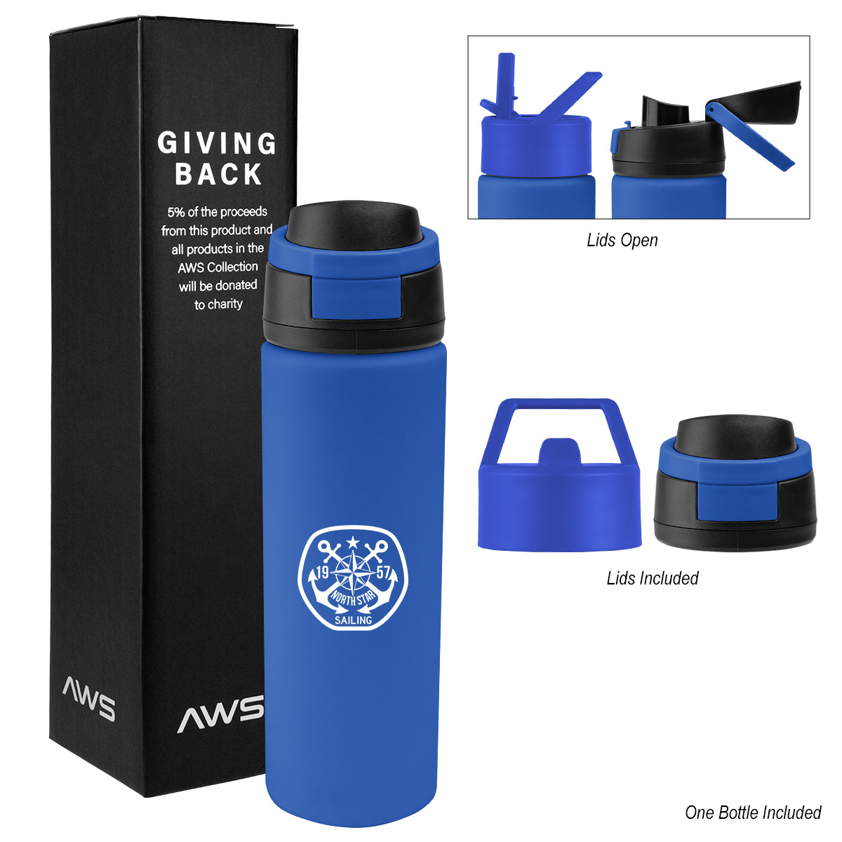 24 Oz. AWS Pop Sip Recycled Stainless Steel Bottle Kit