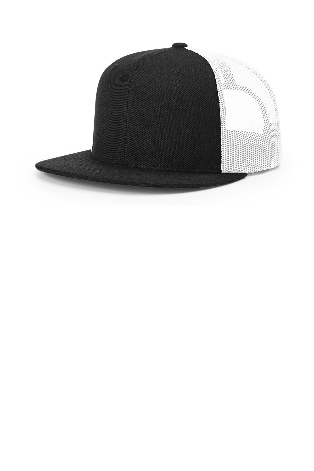 Custom logo Richardson Acrylic-Wool Blend Flatbill Trucker 511 in Black/ White