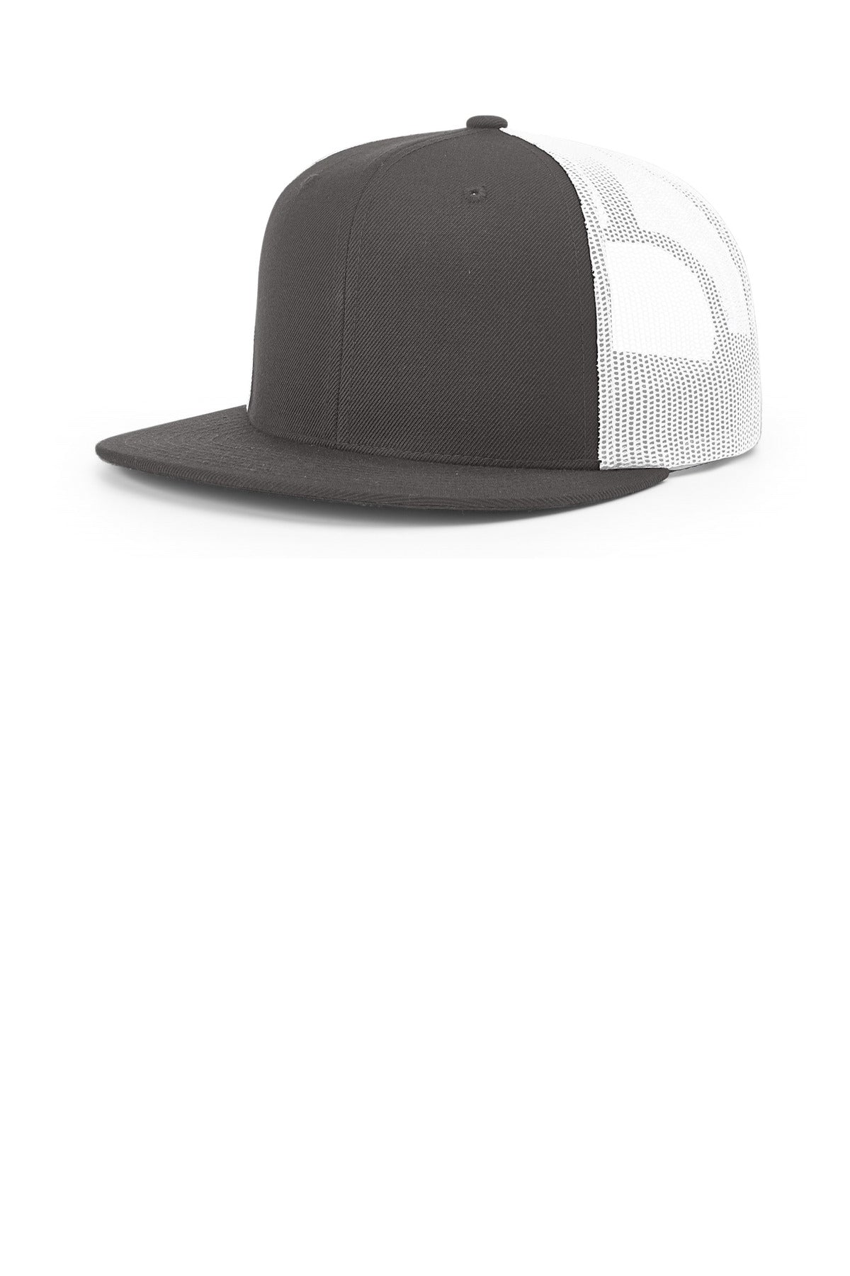 Custom logo Richardson Acrylic-Wool Blend Flatbill Trucker 511 in Charcoal/ White