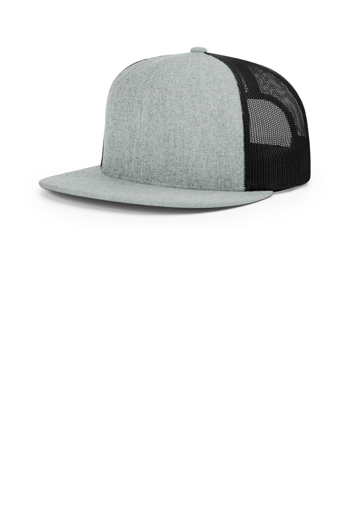Custom logo Richardson Acrylic-Wool Blend Flatbill Trucker 511 in Heather Grey/ Black