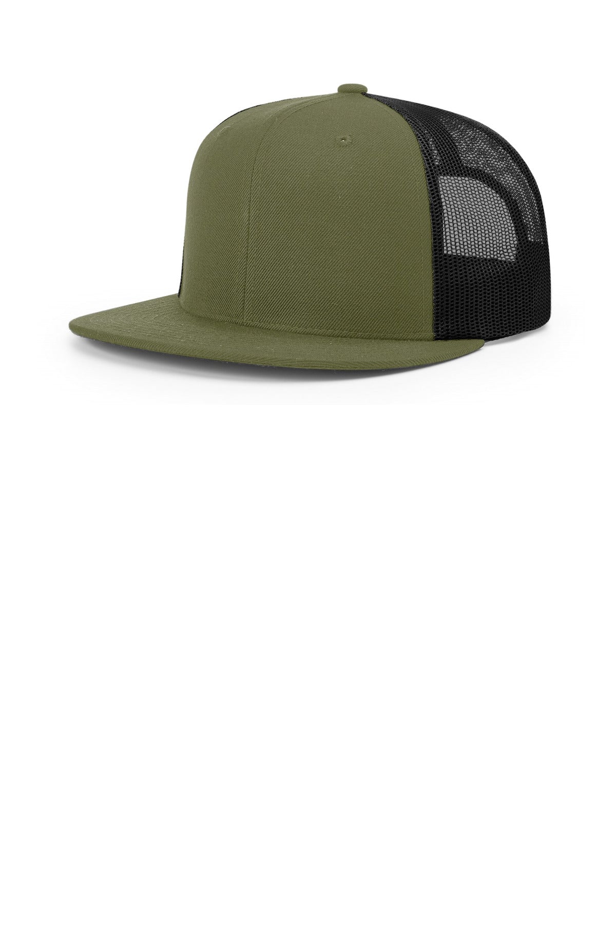 Custom logo Richardson Acrylic-Wool Blend Flatbill Trucker 511 in Loden/ Black