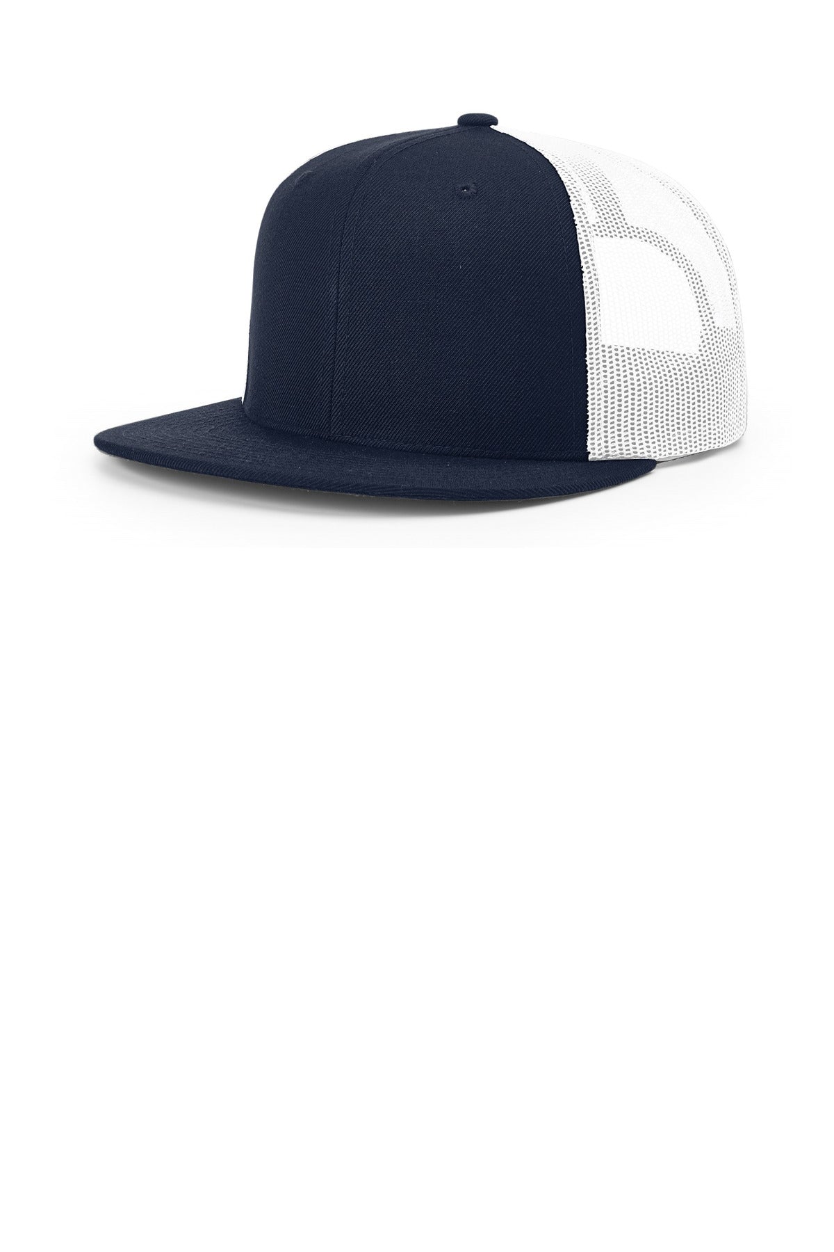 Custom logo Richardson Acrylic-Wool Blend Flatbill Trucker 511 in Navy/ White