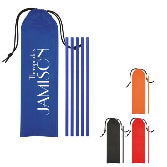 Custom logo 5-Pack On The Go Straws With Pouch