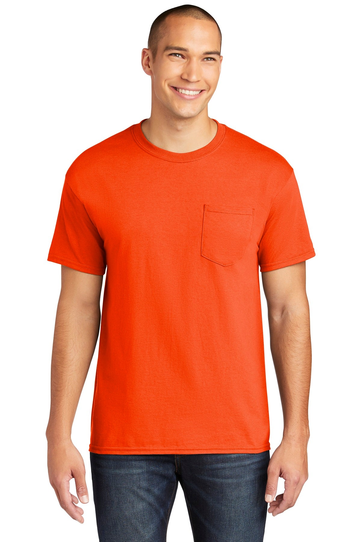 Custom logo Gildan ® Heavy Cotton ™ 100% Cotton Pocket T-Shirt. 5300 in Orange