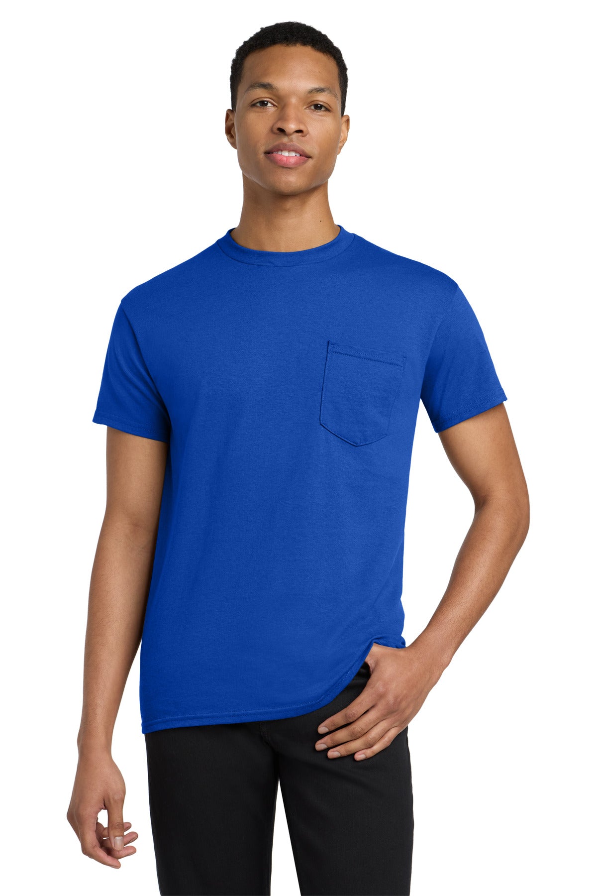 Custom logo Gildan ® Heavy Cotton ™ 100% Cotton Pocket T-Shirt. 5300 in Royal
