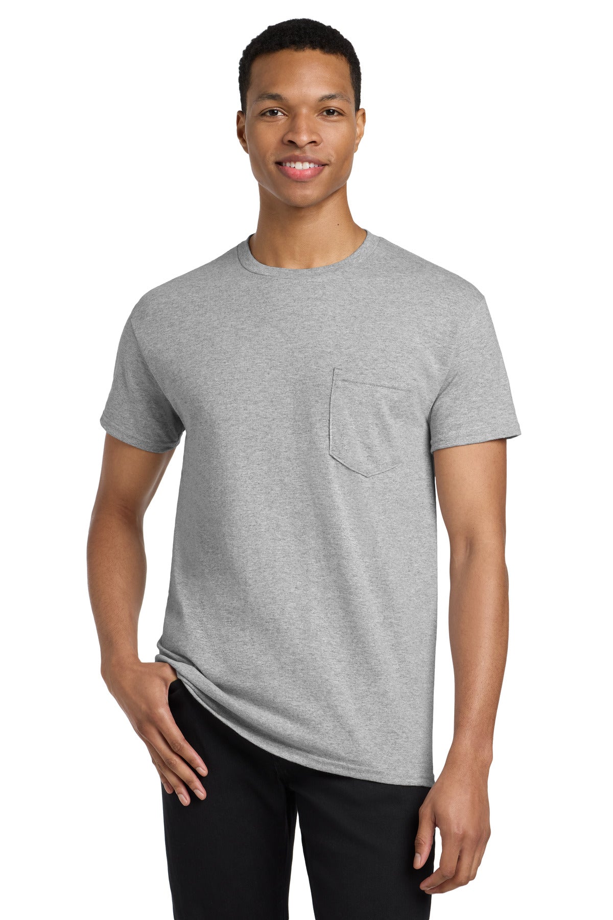 Custom logo Gildan ® Heavy Cotton ™ 100% Cotton Pocket T-Shirt. 5300 in Sport Grey
