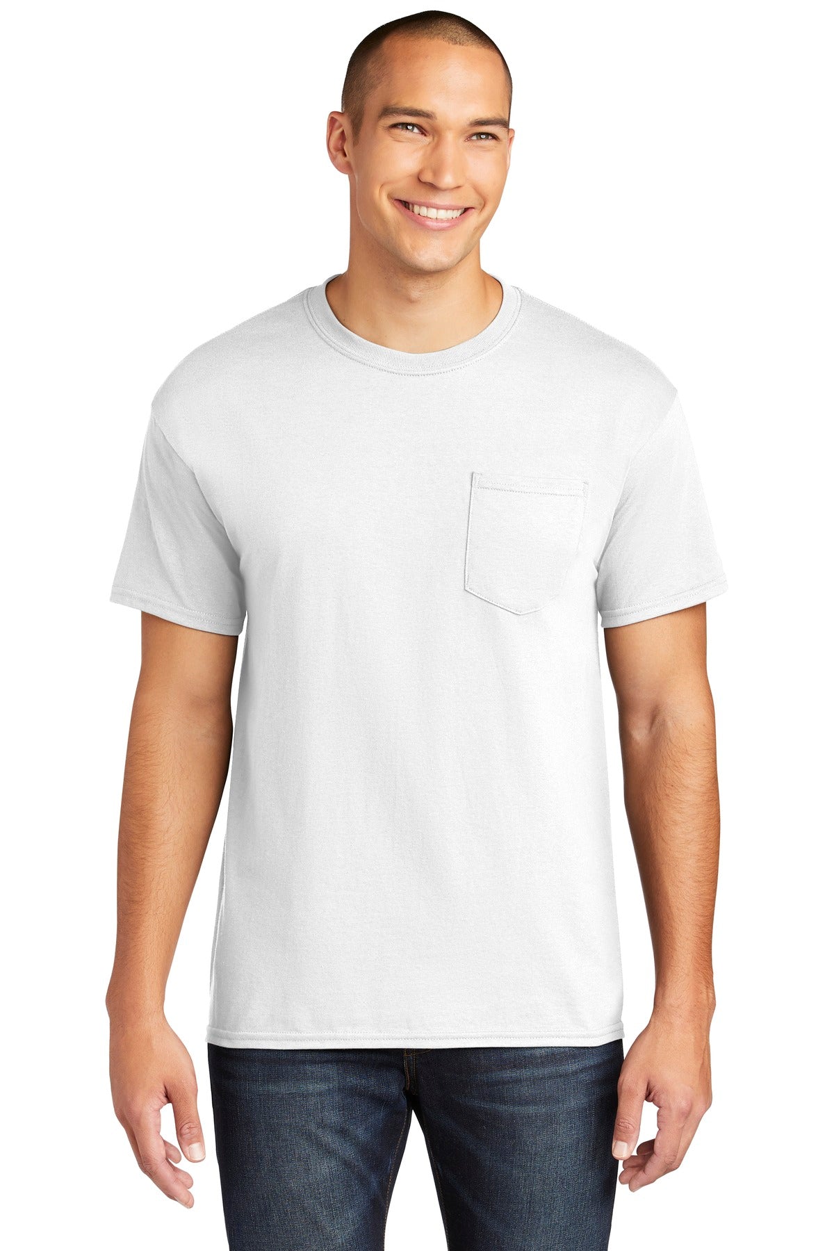 Custom logo Gildan ® Heavy Cotton ™ 100% Cotton Pocket T-Shirt. 5300 in White