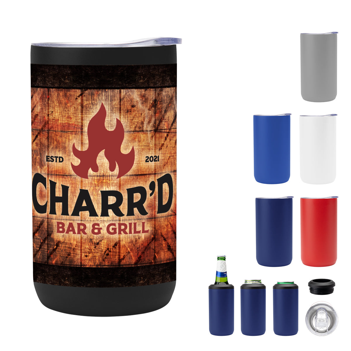 12 Oz. Full Color 4-In-1 Double Walled Can Cooler