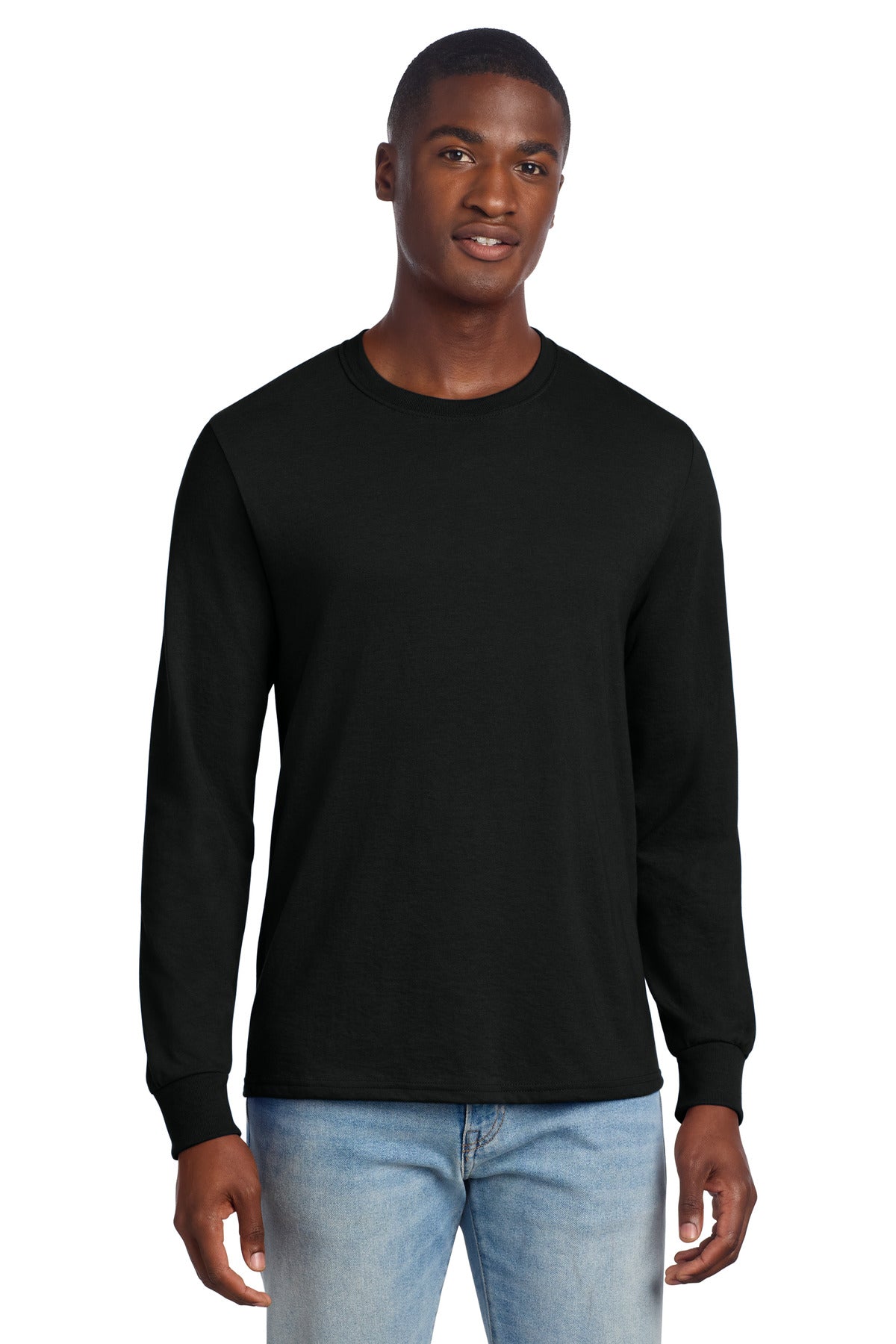 Custom logo Jerzees® Premium Blend Ring Spun Long Sleeve T-Shirt 560LS in Black Ink
