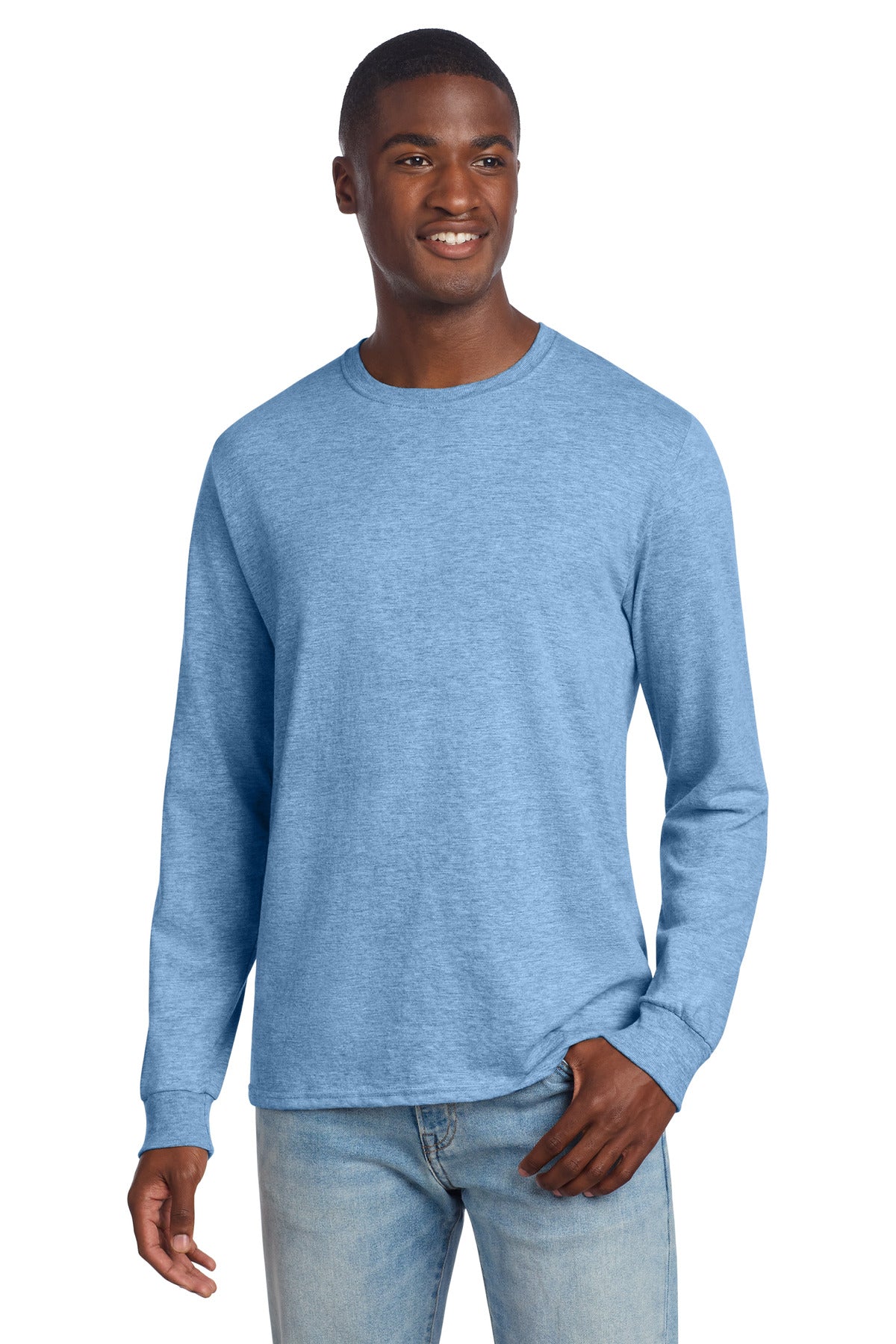 Custom logo Jerzees® Premium Blend Ring Spun Long Sleeve T-Shirt 560LS in Carolina Heather