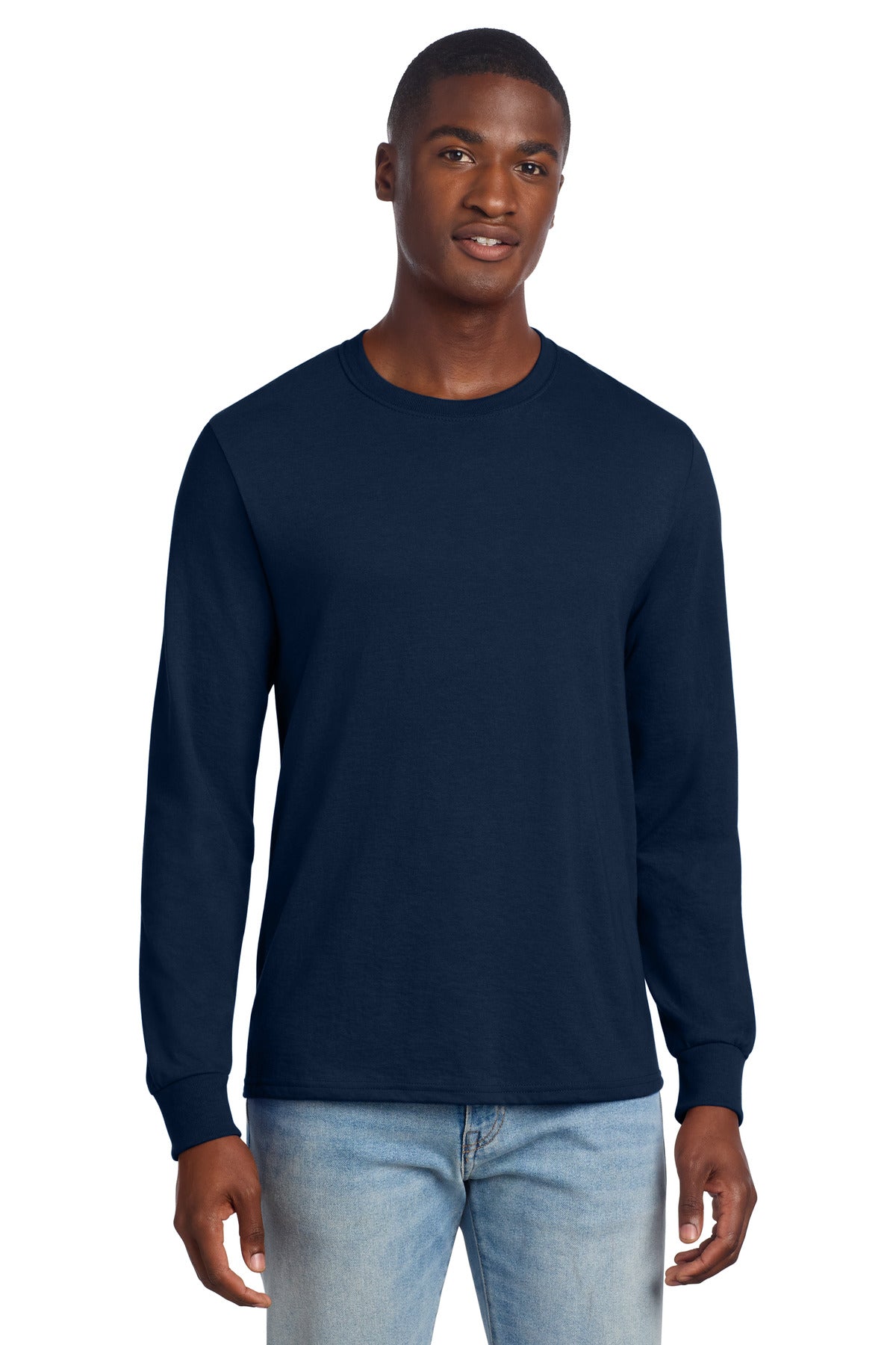 Custom logo Jerzees® Premium Blend Ring Spun Long Sleeve T-Shirt 560LS in J. Navy