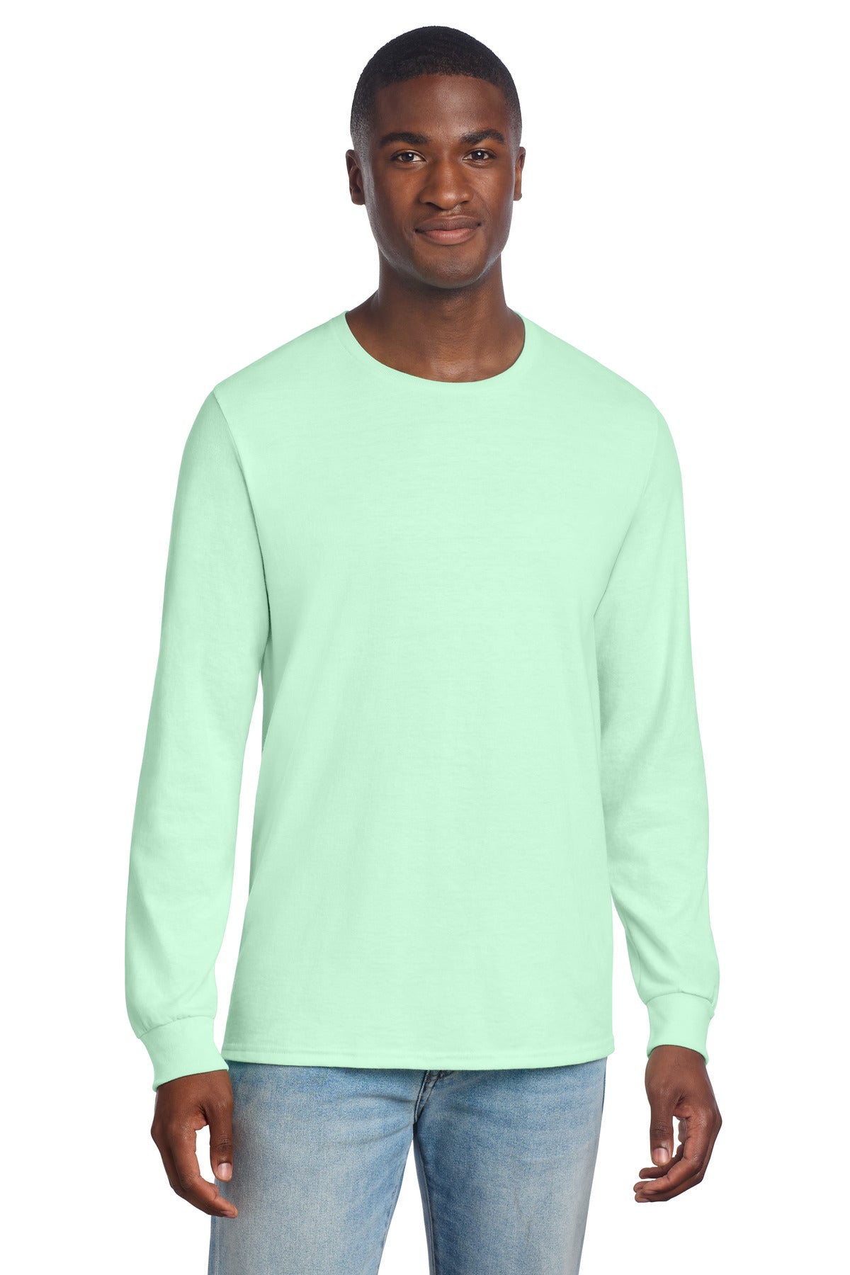 Custom logo Jerzees® Premium Blend Ring Spun Long Sleeve T-Shirt 560LS in Mint To Be