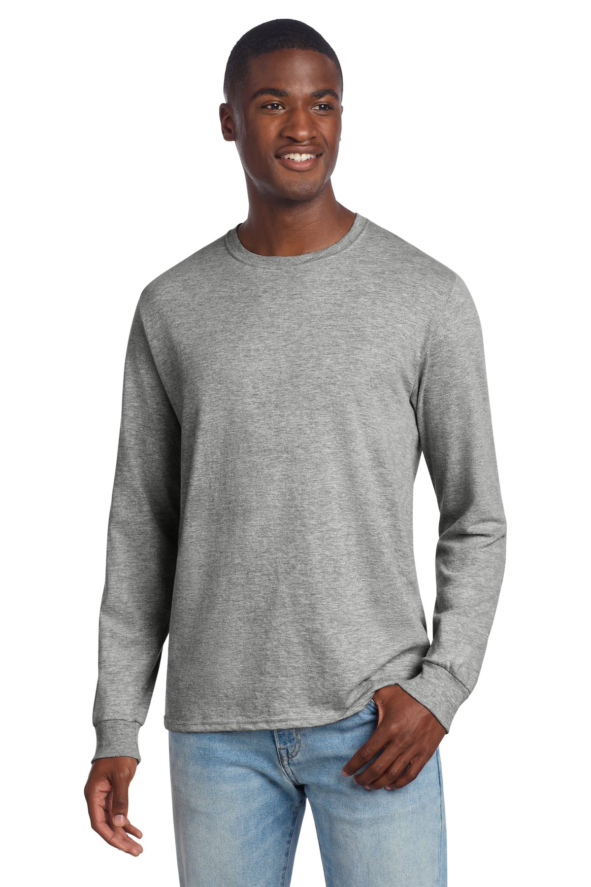 Custom logo Jerzees® Premium Blend Ring Spun Long Sleeve T-Shirt 560LS in Oxford