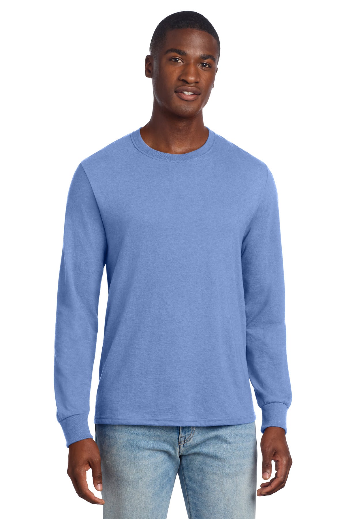 Custom logo Jerzees® Premium Blend Ring Spun Long Sleeve T-Shirt 560LS in Purple Iris