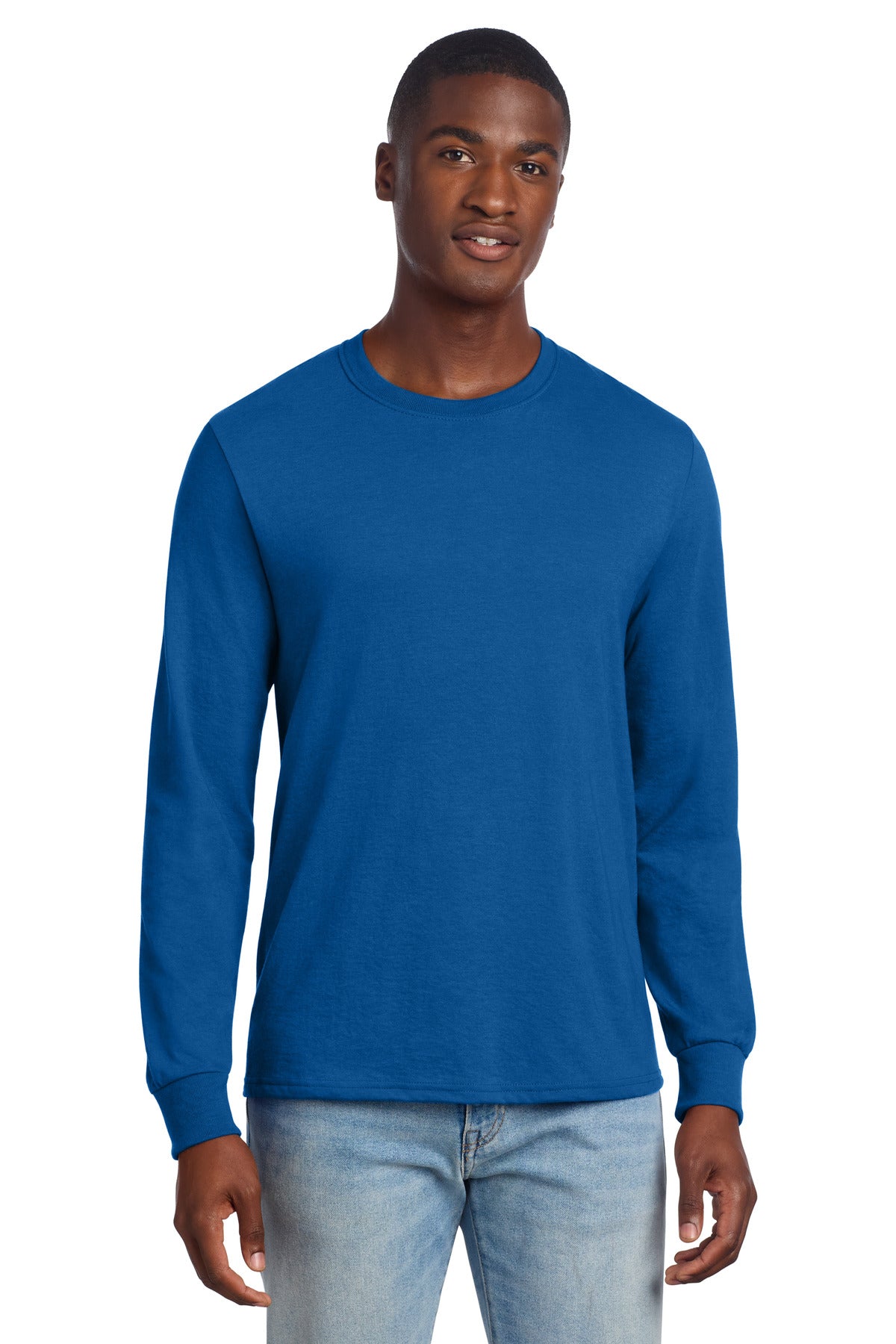 Custom logo Jerzees® Premium Blend Ring Spun Long Sleeve T-Shirt 560LS in Royal