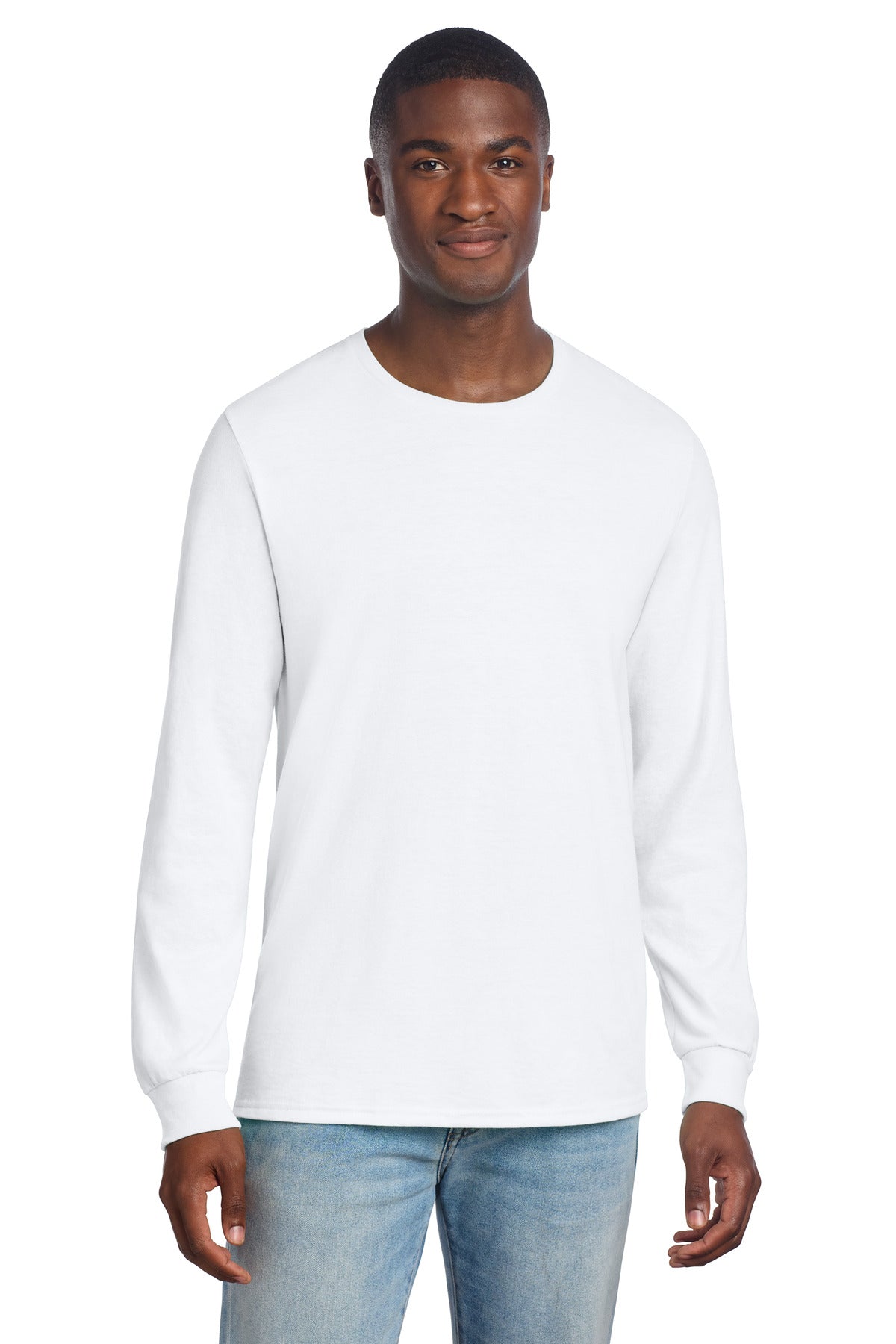 Custom logo Jerzees® Premium Blend Ring Spun Long Sleeve T-Shirt 560LS in White