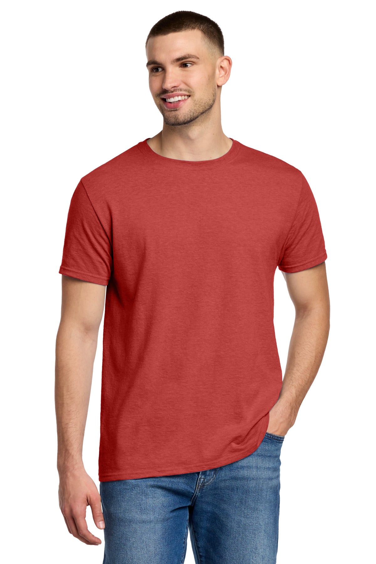 Custom logo Jerzees® Premium Blend Ring Spun T-Shirt 560M in Fiery Red Heather
