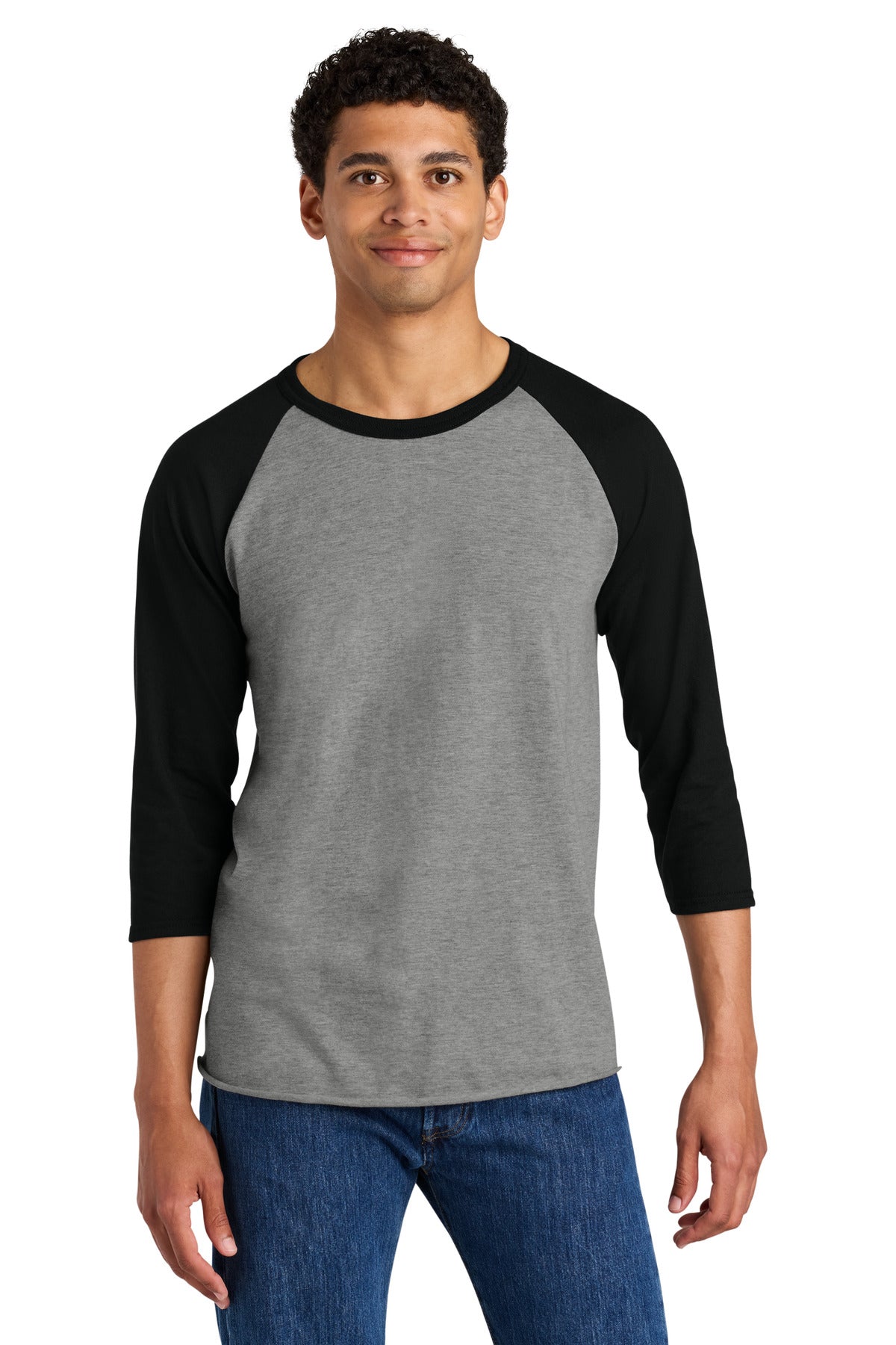 Custom logo Jerzees® Unisex Premium Blend Combed Ring Spun 3/4-Sleeve Raglan 560R in Oxford/ Black Ink