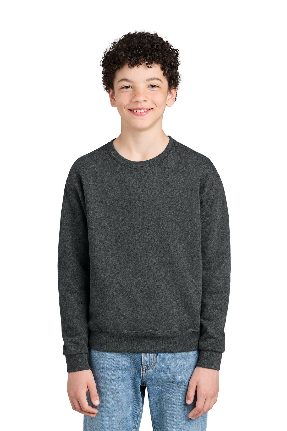 Custom logo Jerzees® - Youth NuBlend® Crewneck Sweatshirt.  562B in Black Heather