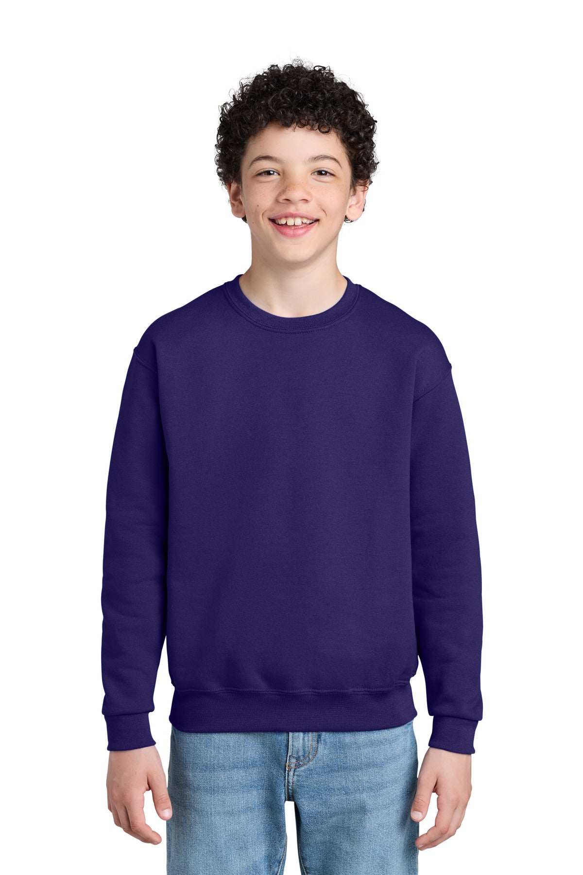 Custom logo Jerzees® - Youth NuBlend® Crewneck Sweatshirt.  562B in Deep Purple