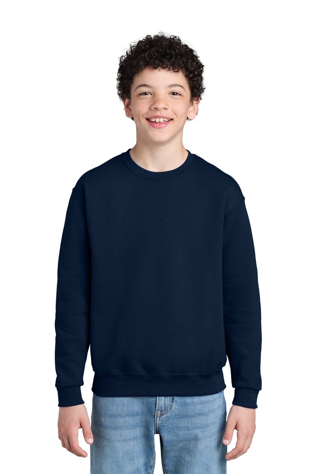 Custom logo Jerzees® - Youth NuBlend® Crewneck Sweatshirt.  562B in J. Navy