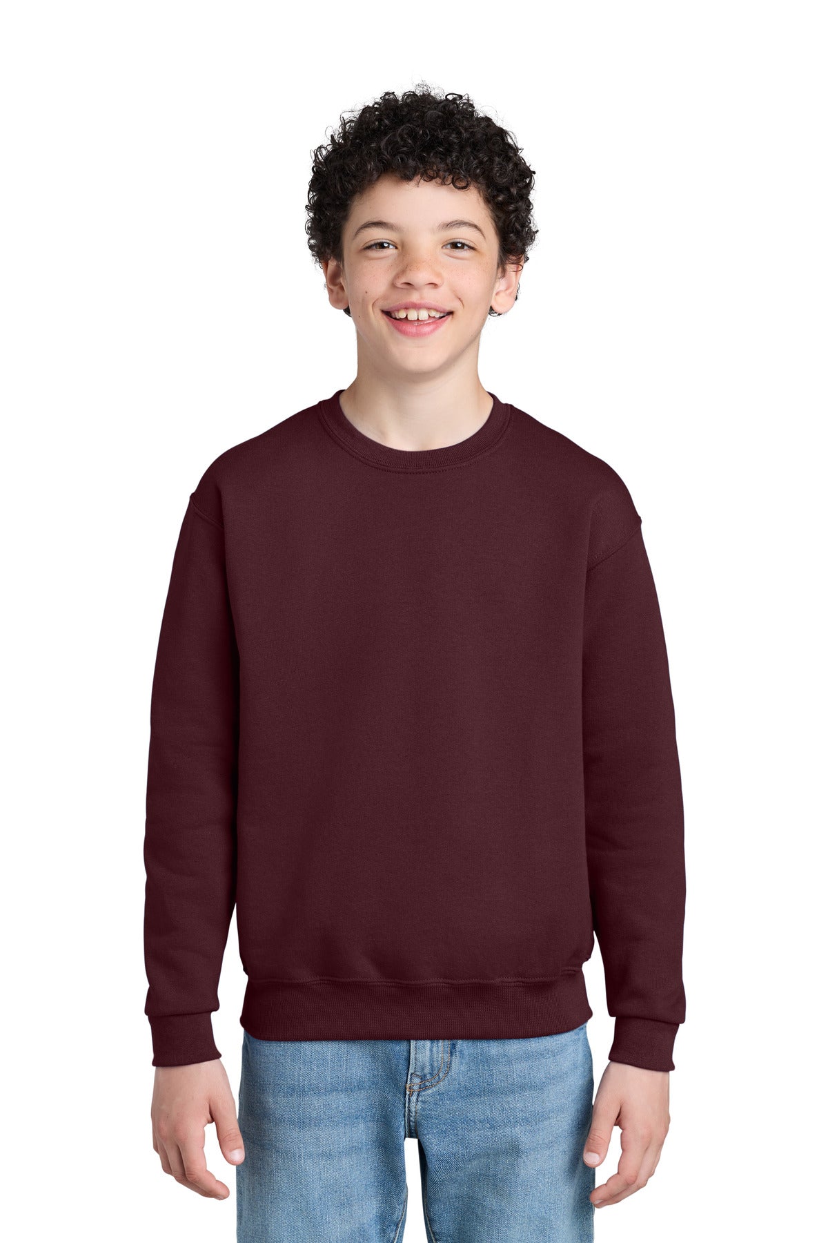 Custom logo Jerzees® - Youth NuBlend® Crewneck Sweatshirt.  562B in Maroon