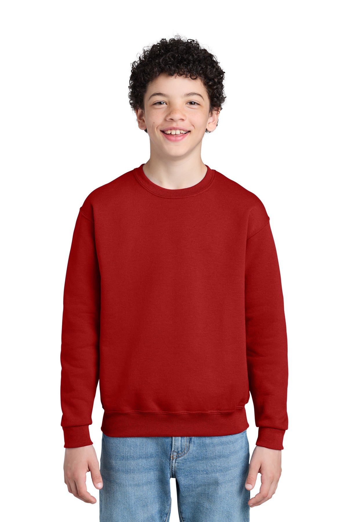 Custom logo Jerzees® - Youth NuBlend® Crewneck Sweatshirt.  562B in True Red