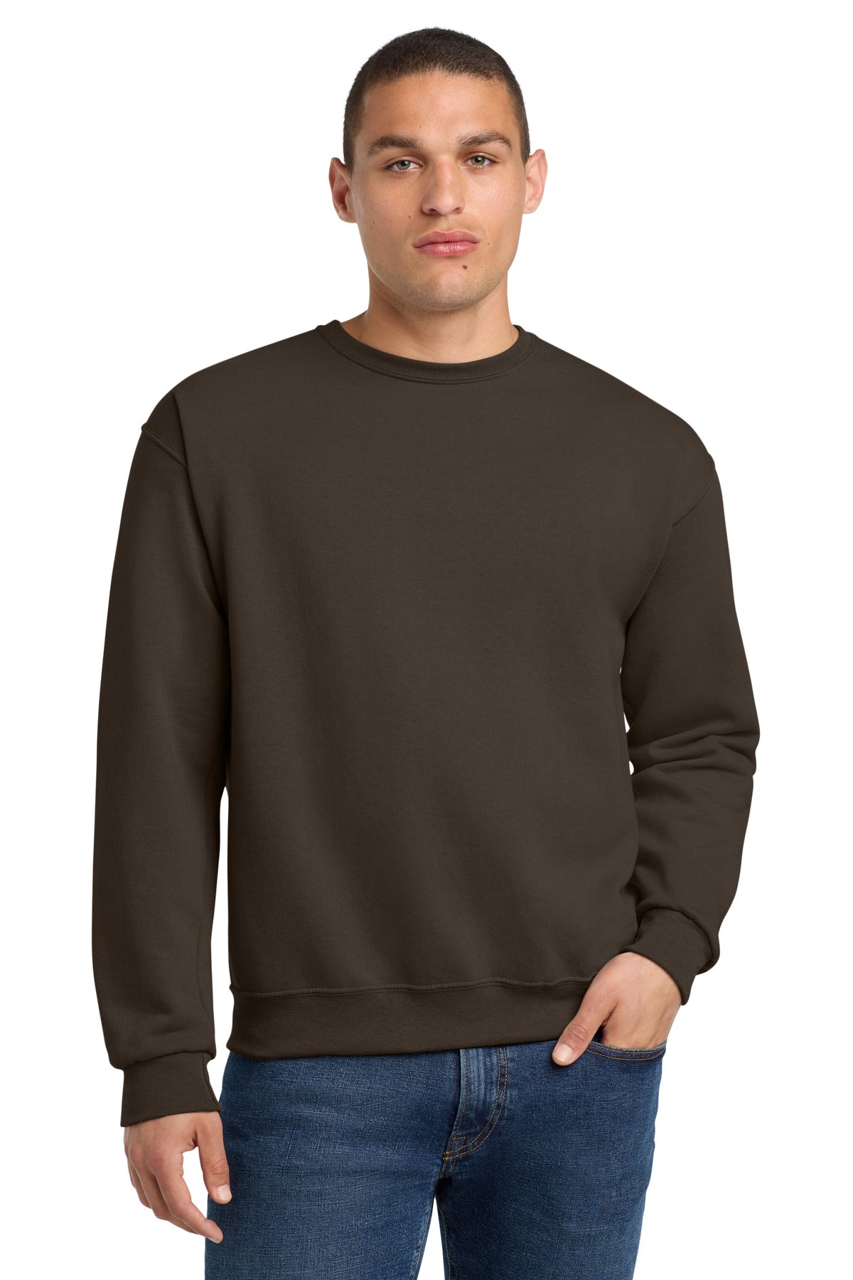 Custom logo Jerzees® - NuBlend® Crewneck Sweatshirt.  562M in Chocolate